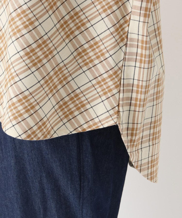 ワンズテラス one'sterrace ◆コットンツイル チェック柄チュニックシャツ （チャコールグレー(913)） チャコールグレー(913)