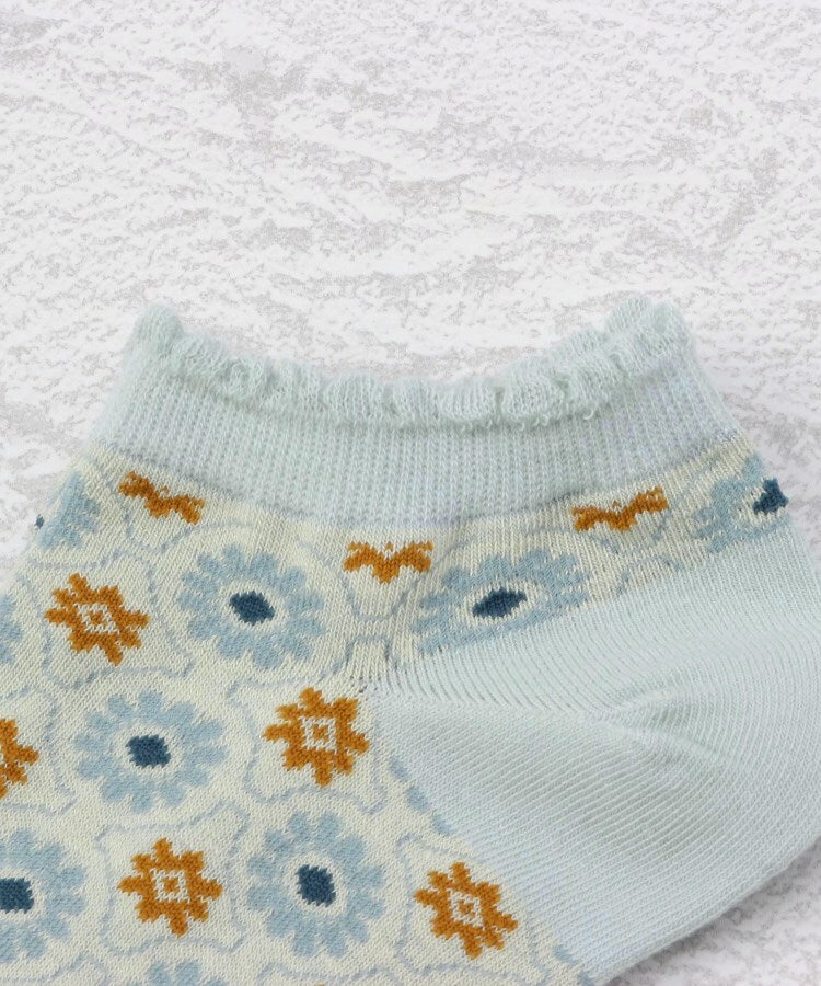 ワンズテラス one'sterrace ◆アンティクール タイル柄 アンクルソックス （チャコールグレー(913)） チャコールグレー(913)
