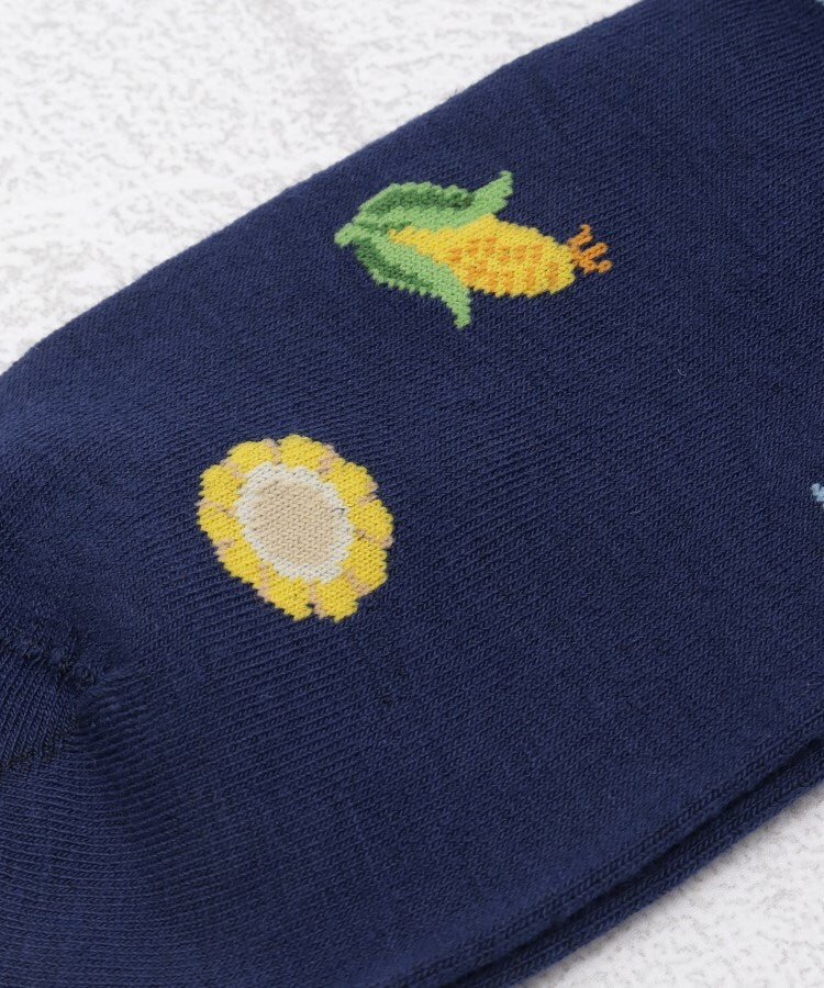 ワンズテラス one'sterrace ◆部分刺繍 クォーターソックス （ブラック(919)） ブラック(919)