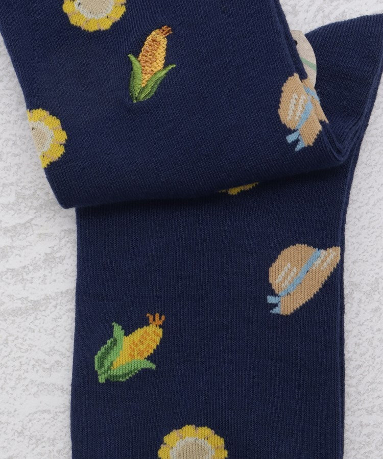 ワンズテラス one'sterrace ◆部分刺繍 クォーターソックス （ブラック(919)） ブラック(919)