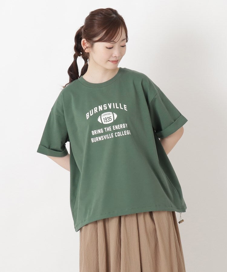 ワンズテラス one'sterrace ◆カレッジロゴ入り 5分袖ドロストプルオーバー （グリーン(922)） グリーン(922)