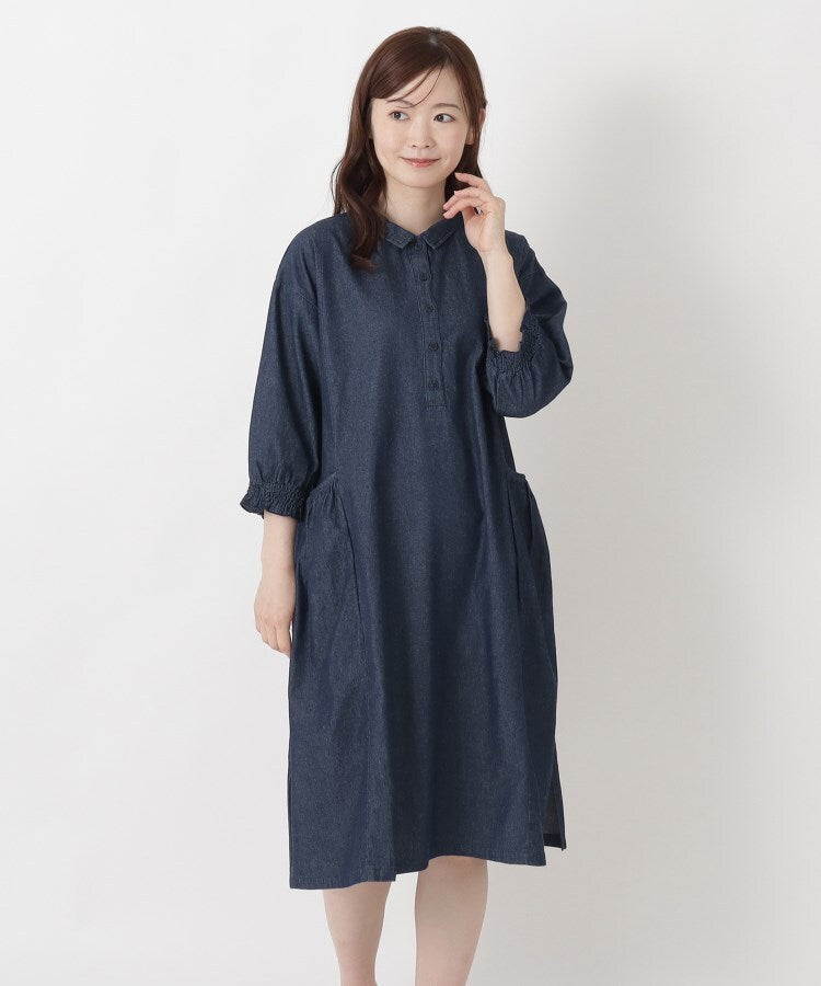 ワンズテラス one'sterrace ◆肩ドロップ7分袖ワンピース （ネイビー(994)） ネイビー(994)