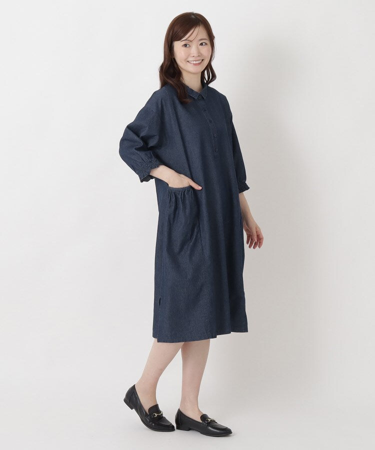 ワンズテラス one'sterrace ◆肩ドロップ7分袖ワンピース （ネイビー(994)） ネイビー(994)
