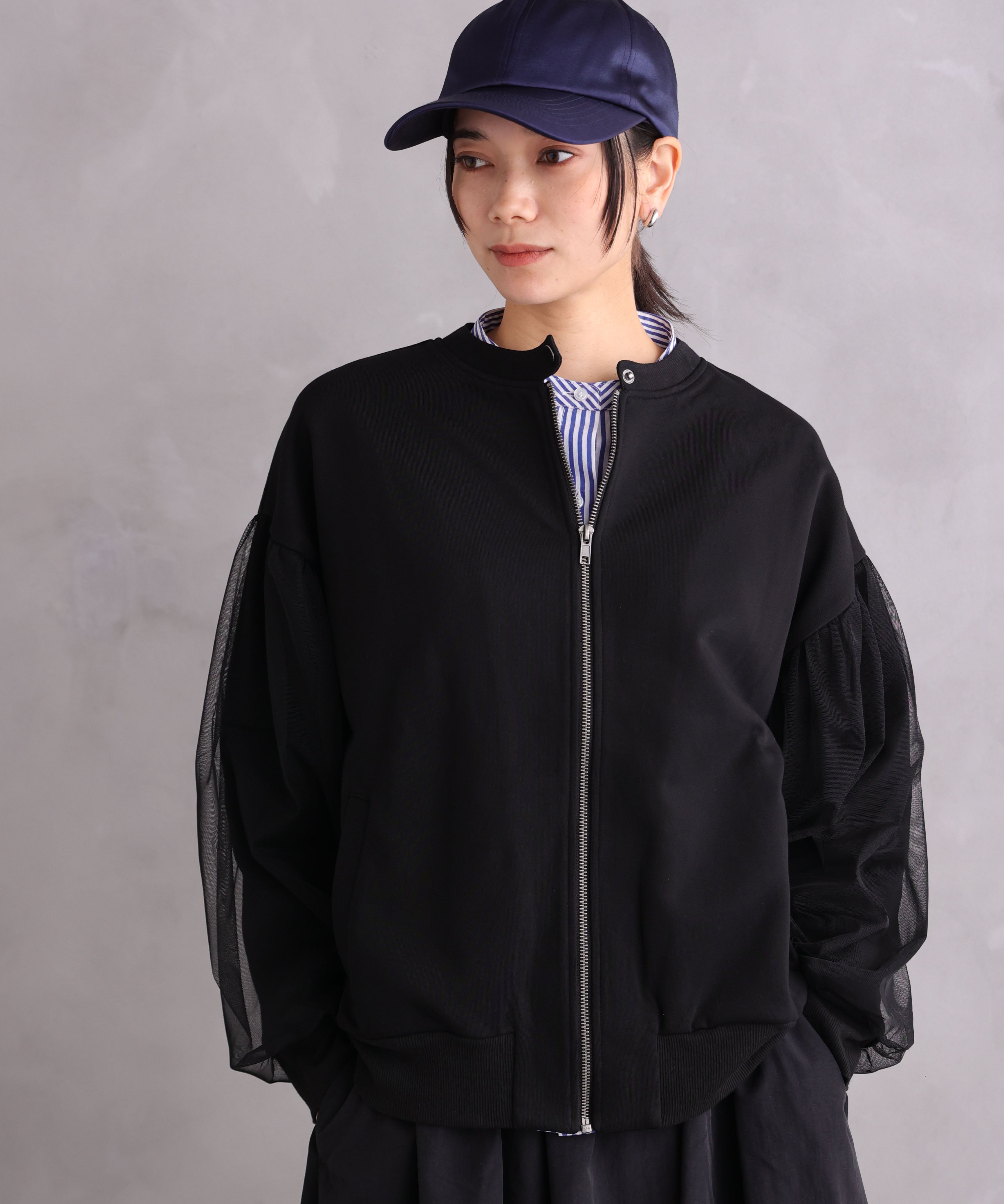 WANDSTHREE ONE'S TRUE Chiffon Oversleeve Blouson