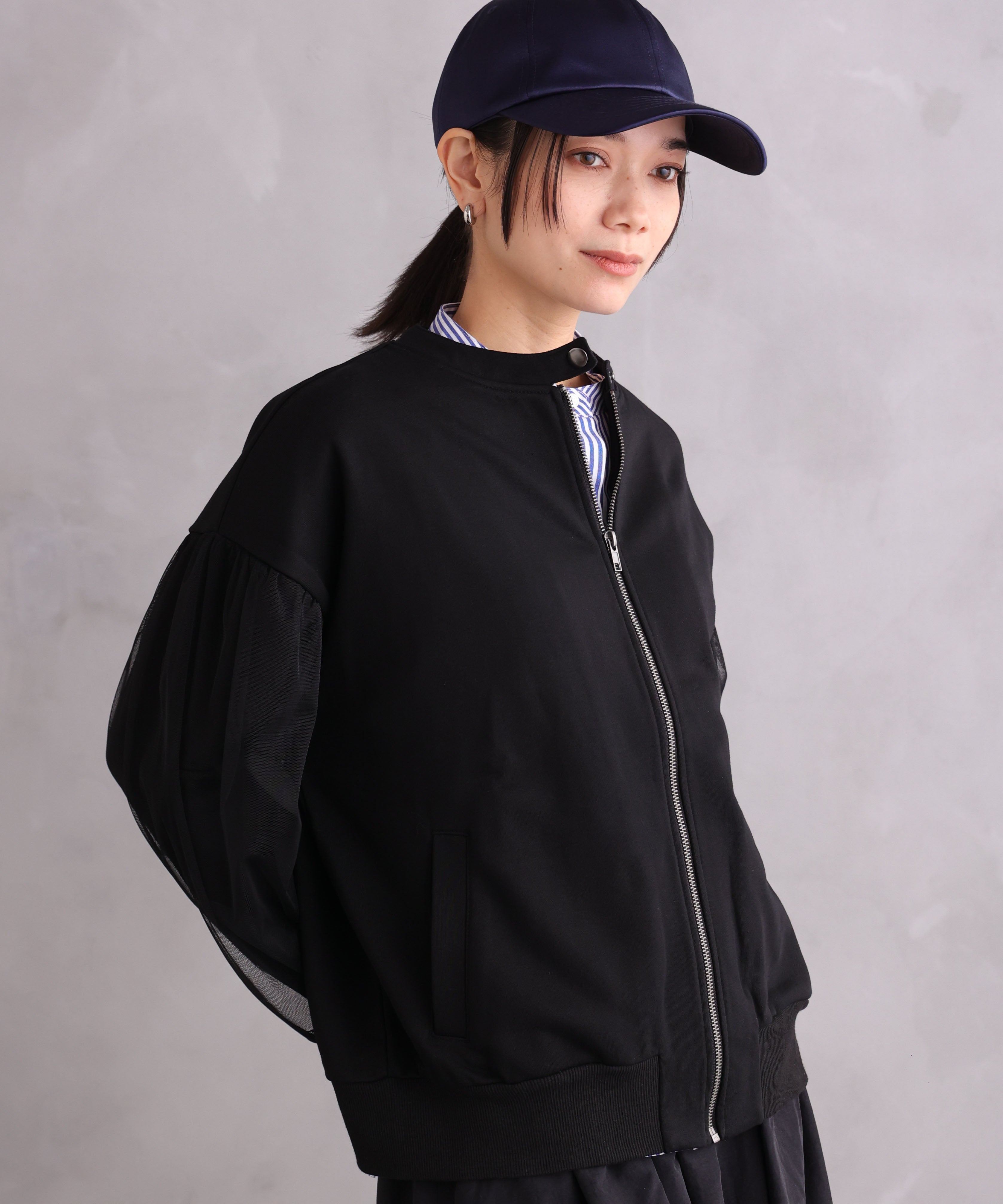 WANDSTHREE ONE'S TRUE Chiffon Oversleeve Blouson