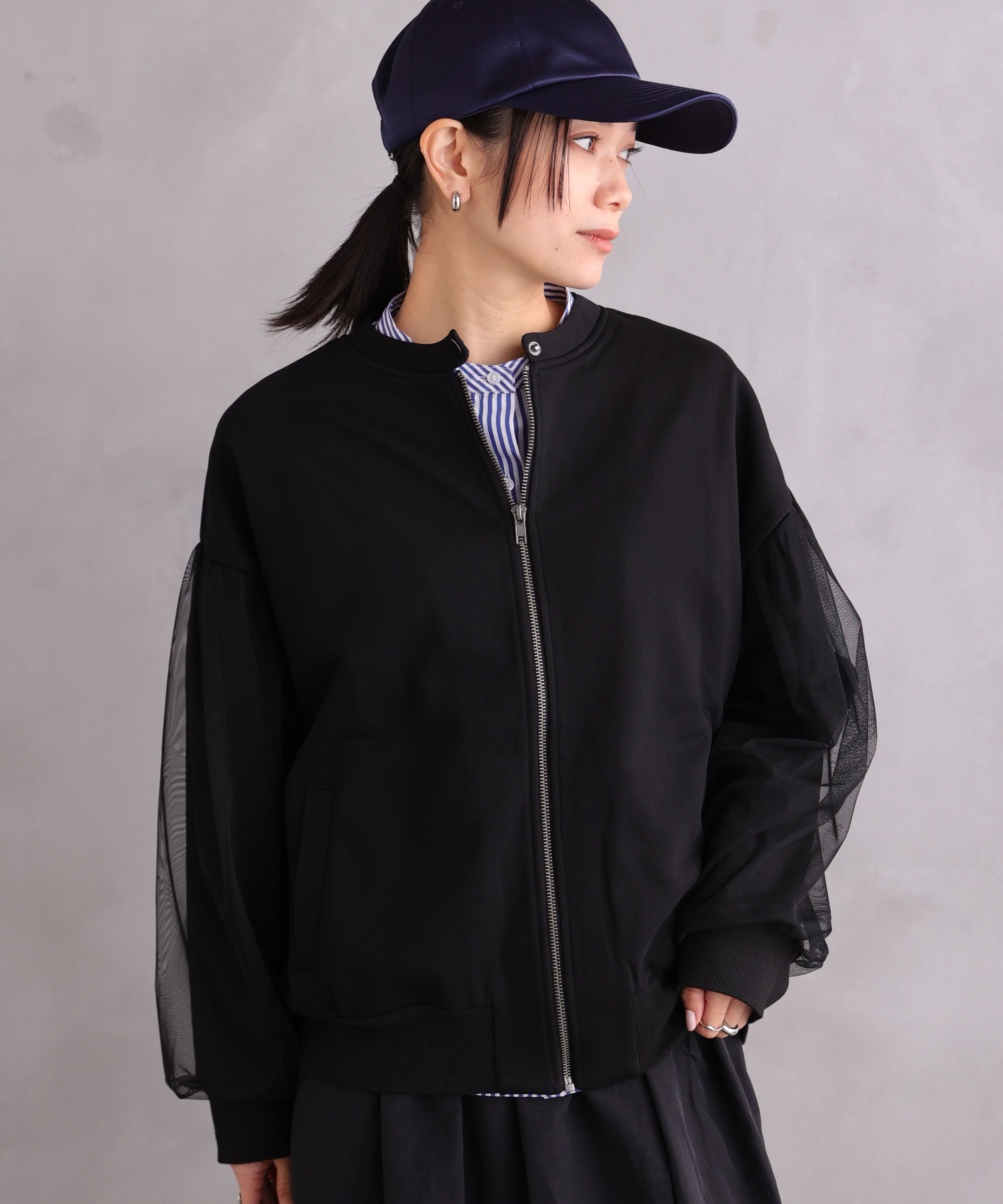 WANDSTHREE ONE'S TRUE Chiffon Oversleeve Blouson
