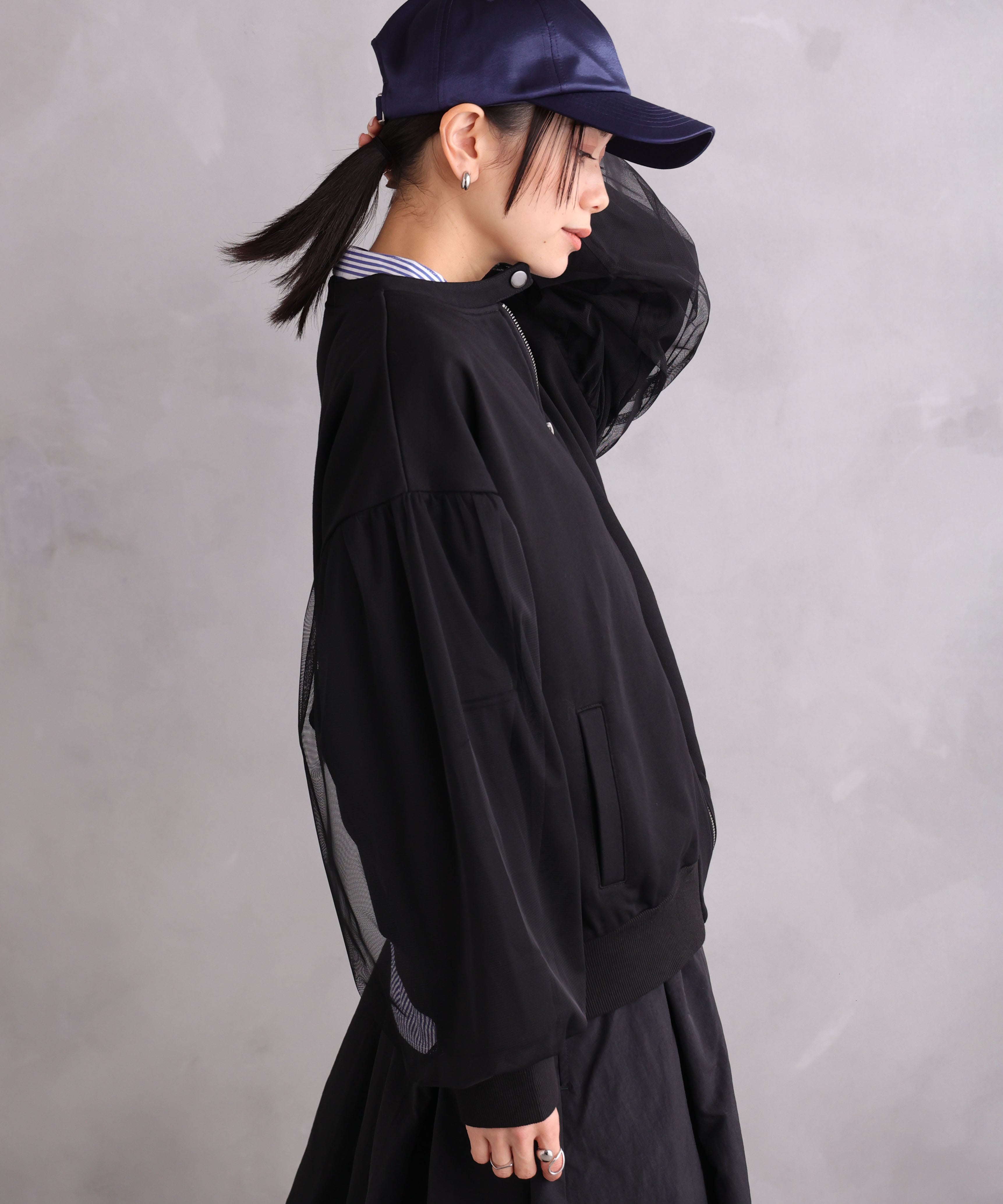 WANDSTHREE ONE'S TRUE Chiffon Oversleeve Blouson