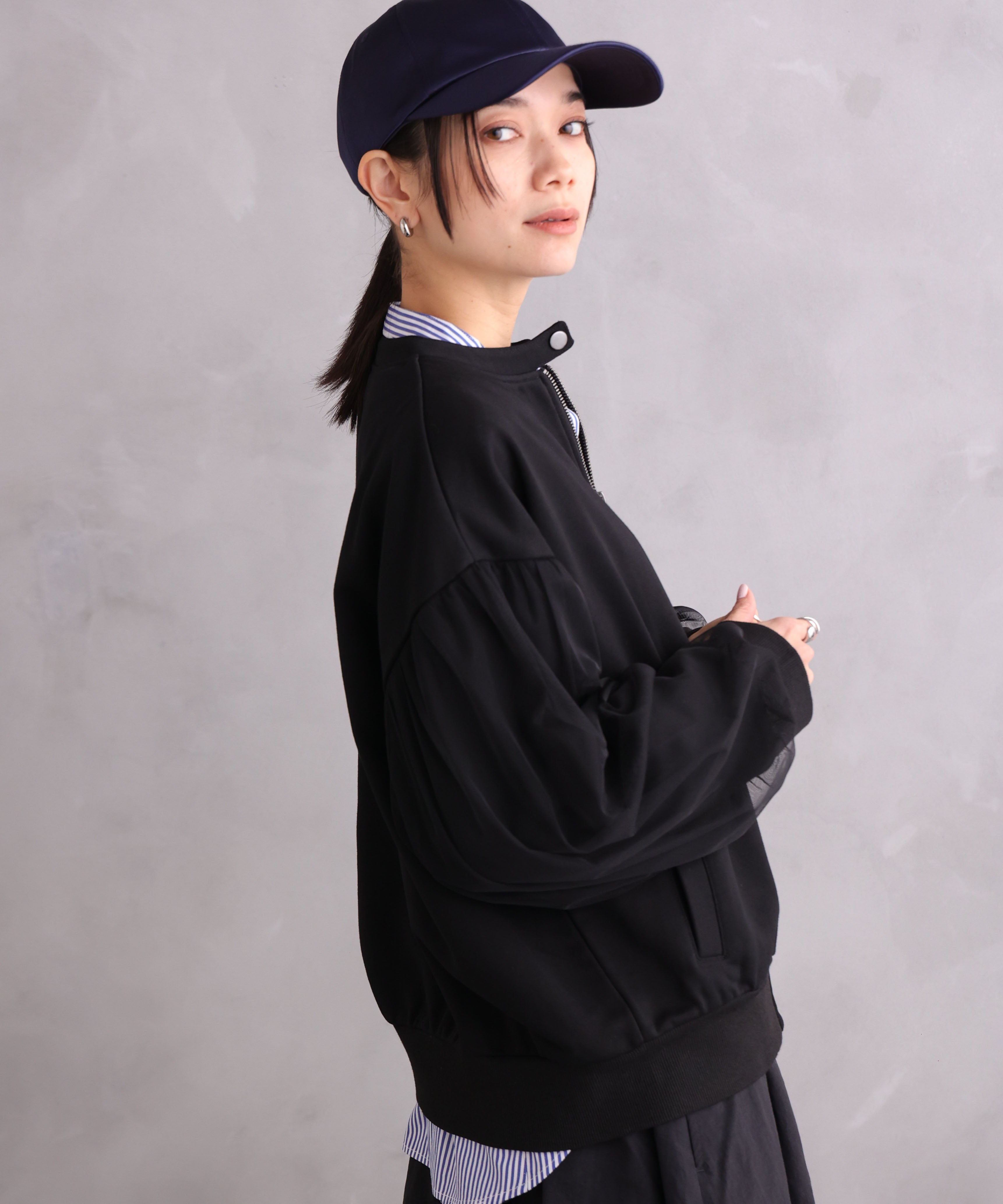 WANDSTHREE ONE'S TRUE Chiffon Oversleeve Blouson