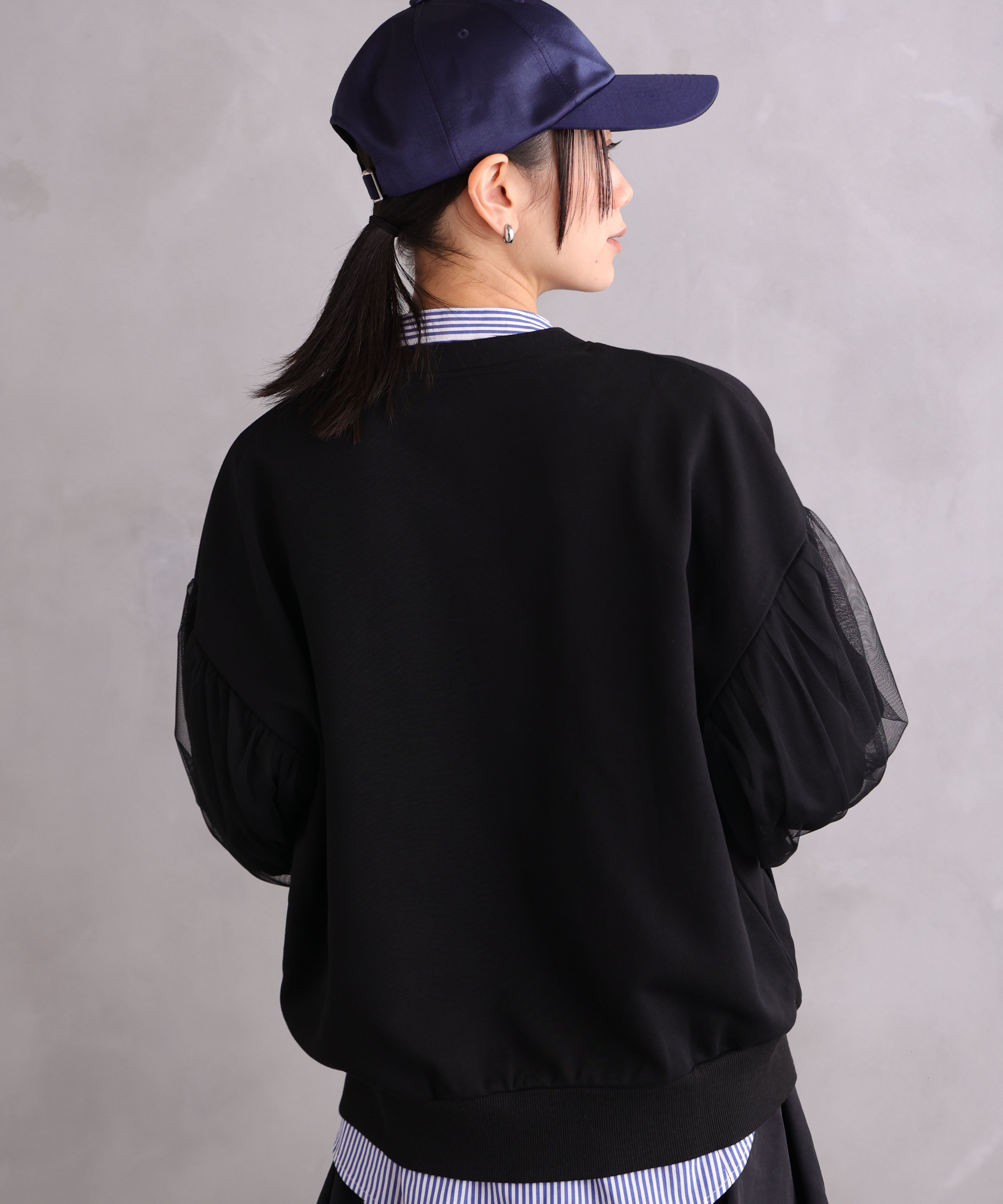 WANDSTHREE ONE'S TRUE Chiffon Oversleeve Blouson
