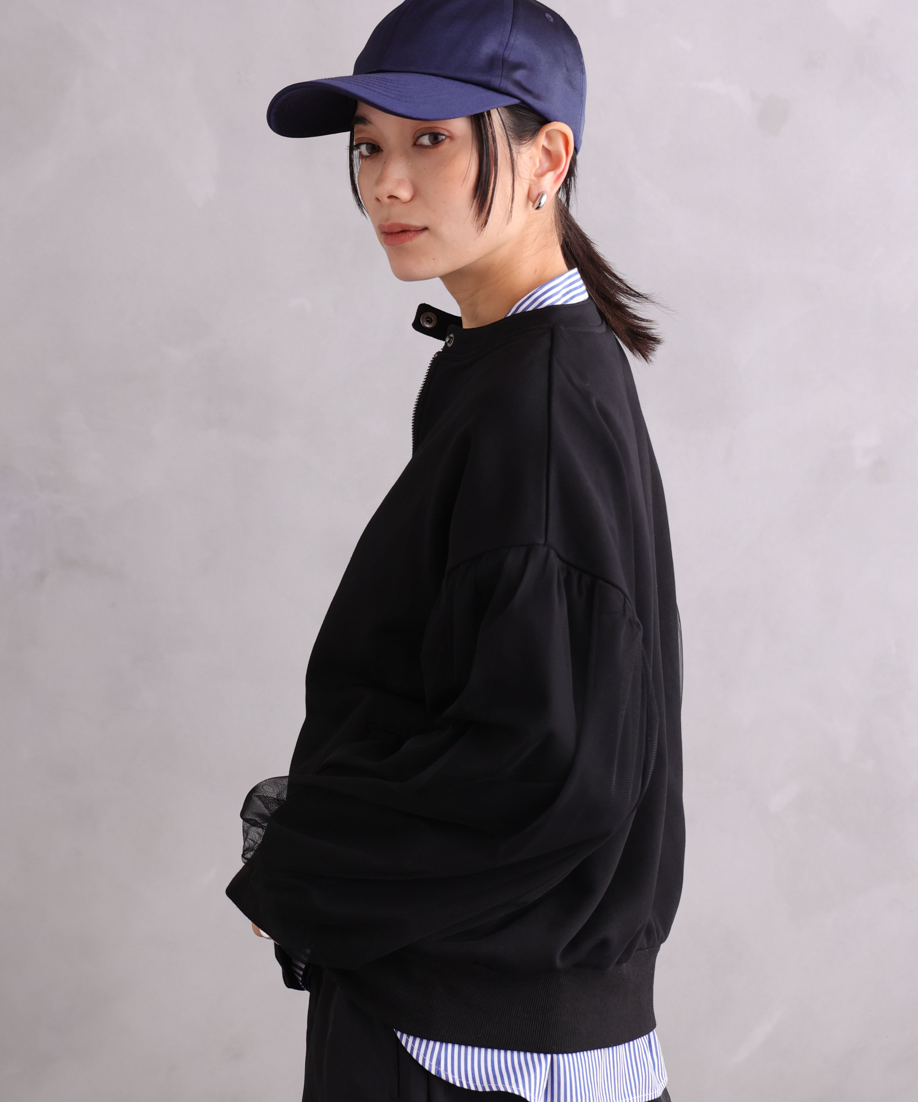 WANDSTHREE ONE'S TRUE Chiffon Oversleeve Blouson