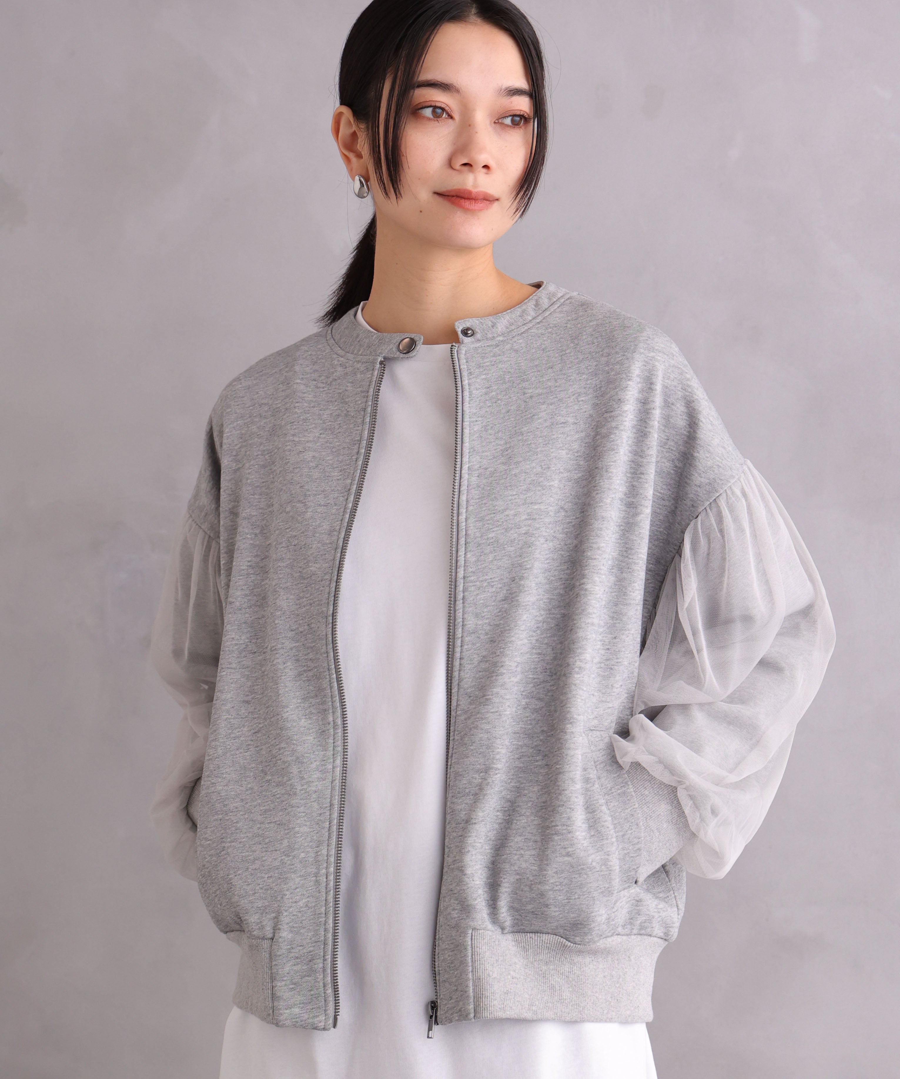 WANDSTHREE ONE'S TRUE Chiffon Oversleeve Blouson