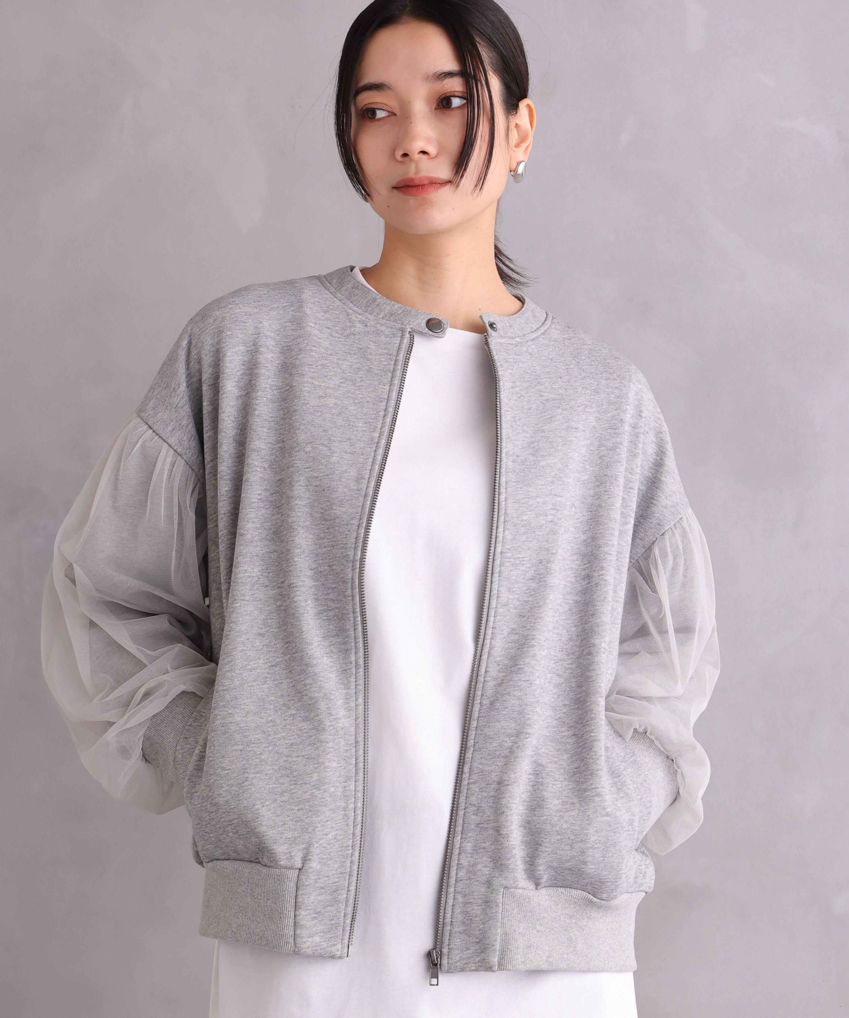 WANDSTHREE ONE'S TRUE Chiffon Oversleeve Blouson