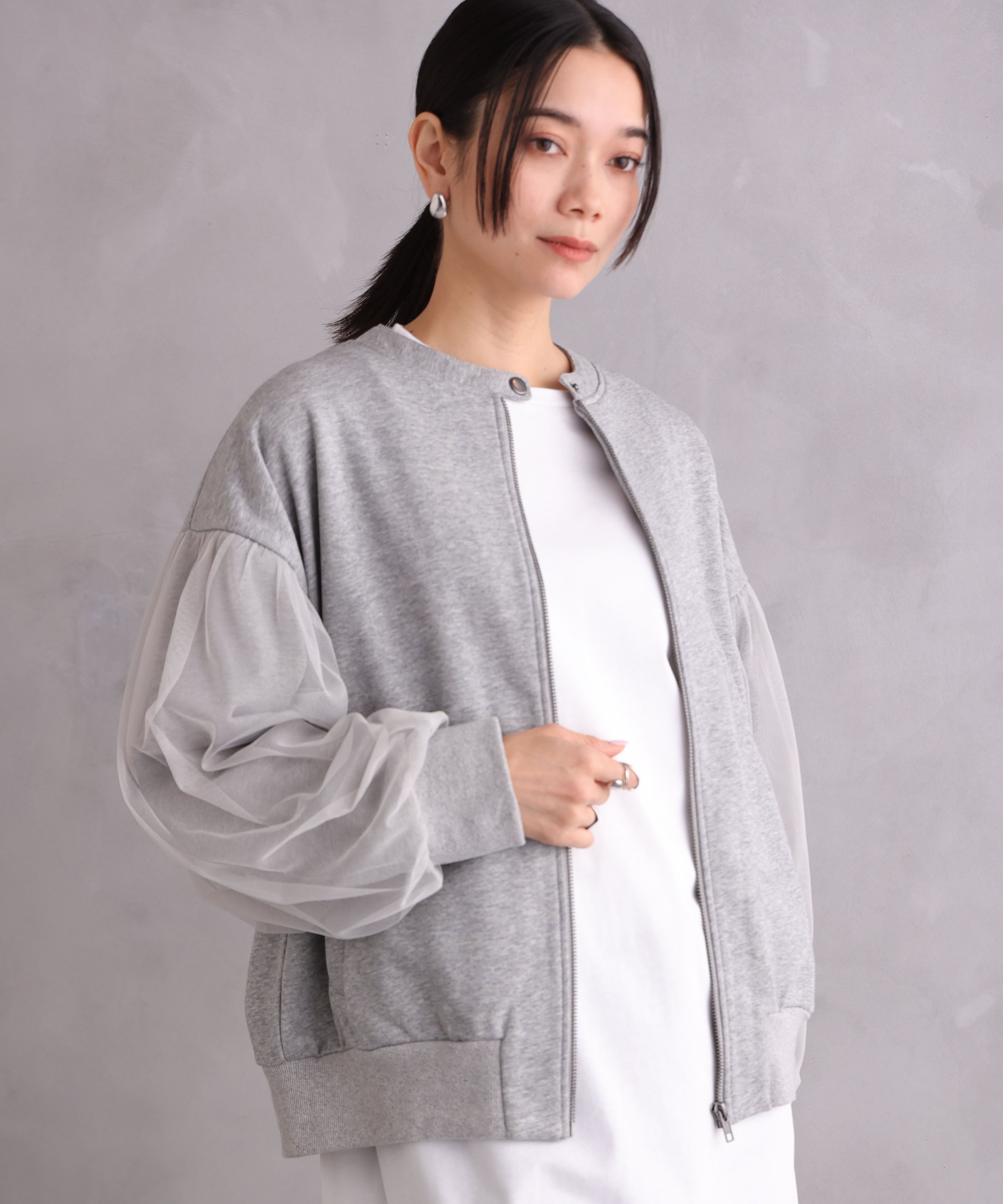WANDSTHREE ONE'S TRUE Chiffon Oversleeve Blouson