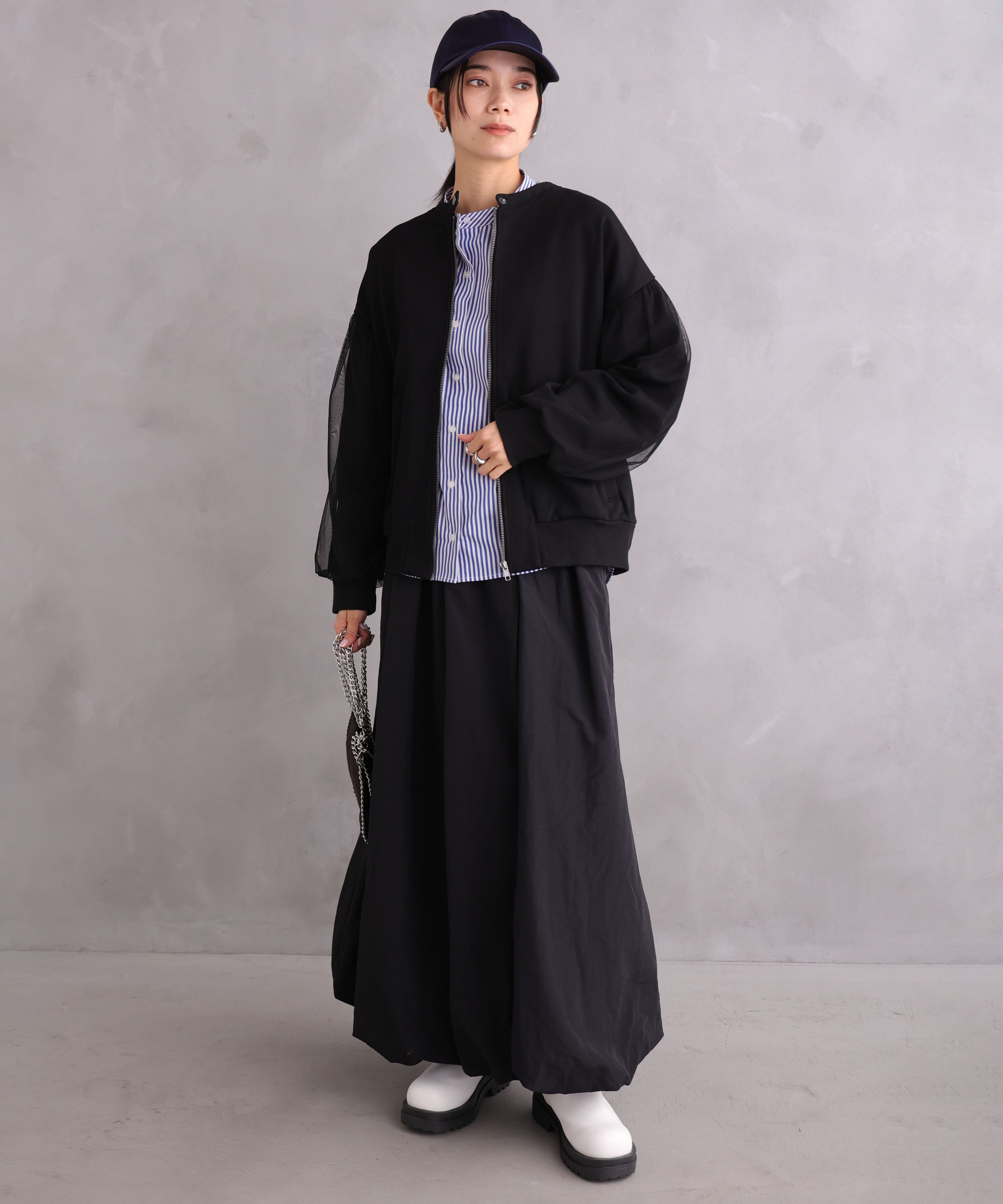 WANDSTHREE ONE'S TRUE Chiffon Oversleeve Blouson