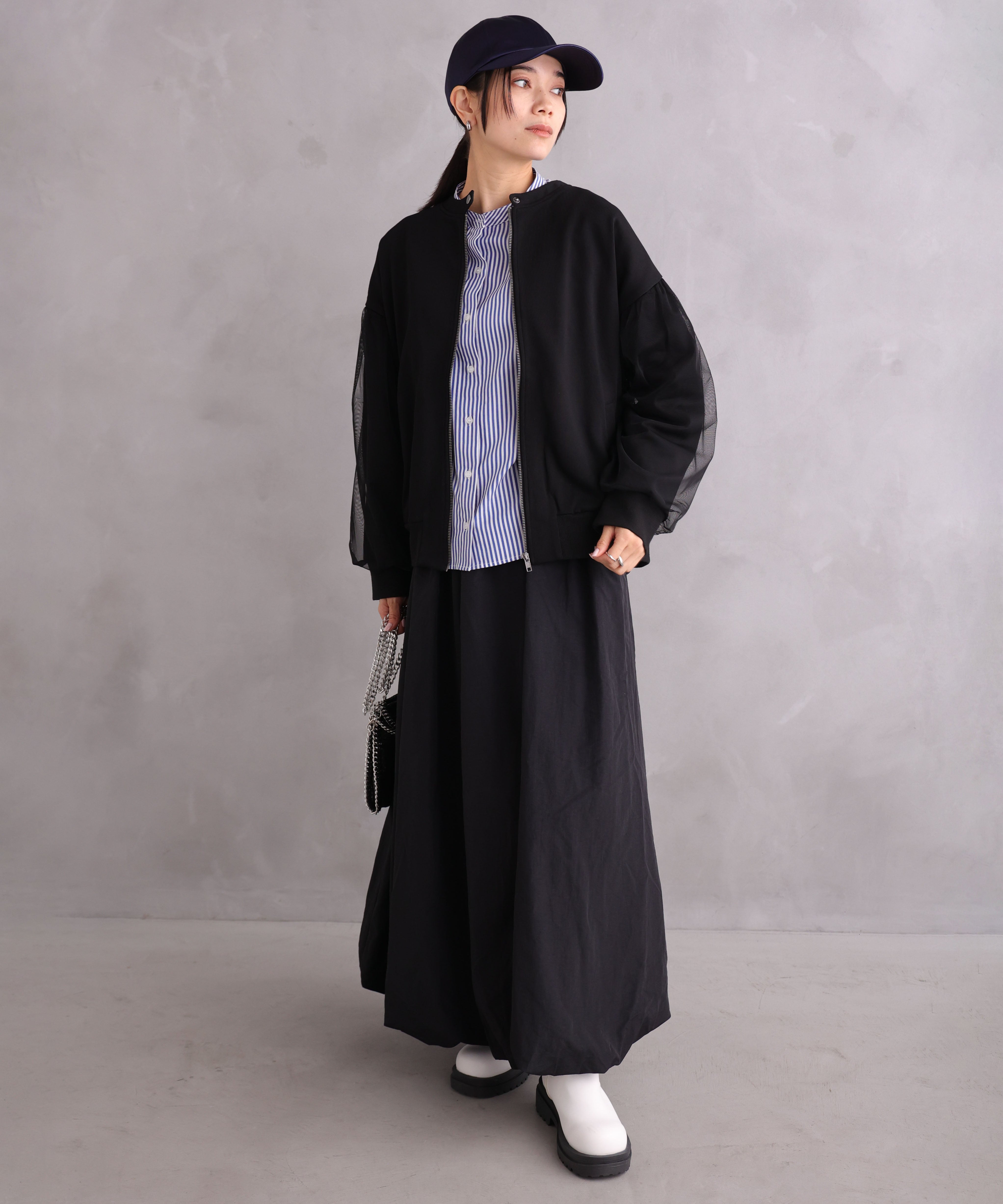 WANDSTHREE ONE'S TRUE Chiffon Oversleeve Blouson