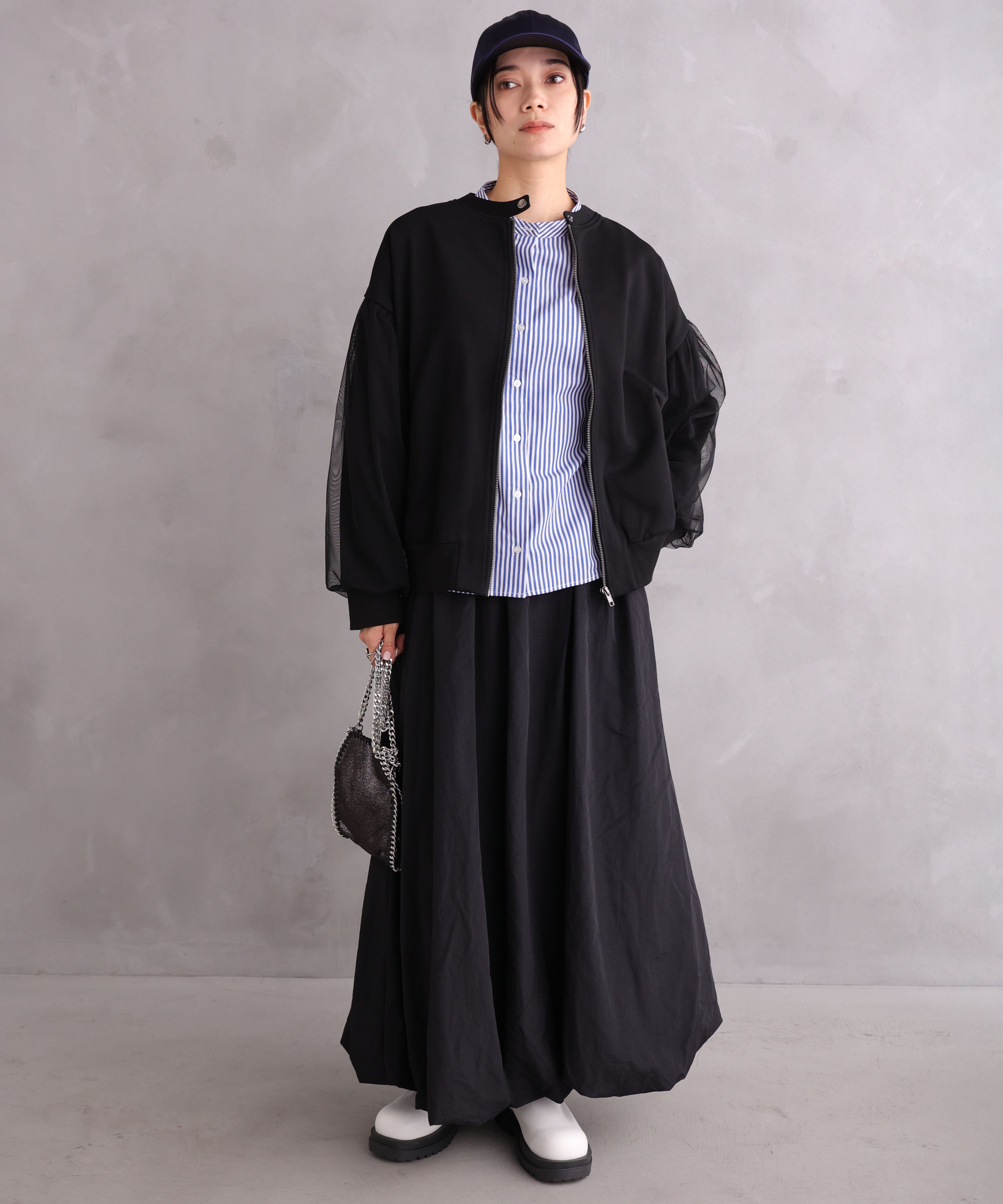 WANDSTHREE ONE'S TRUE Chiffon Oversleeve Blouson