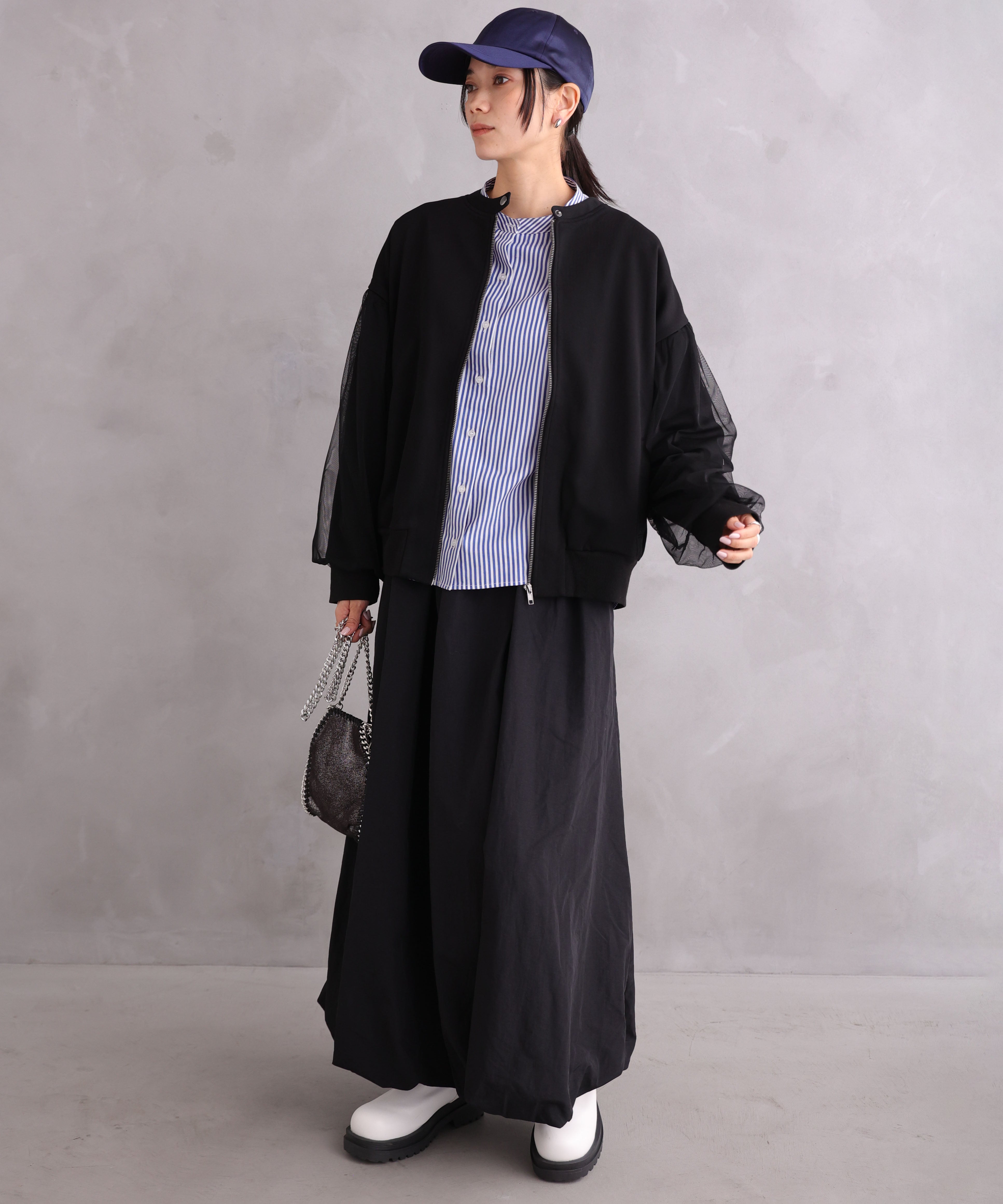 WANDSTHREE ONE'S TRUE Chiffon Oversleeve Blouson