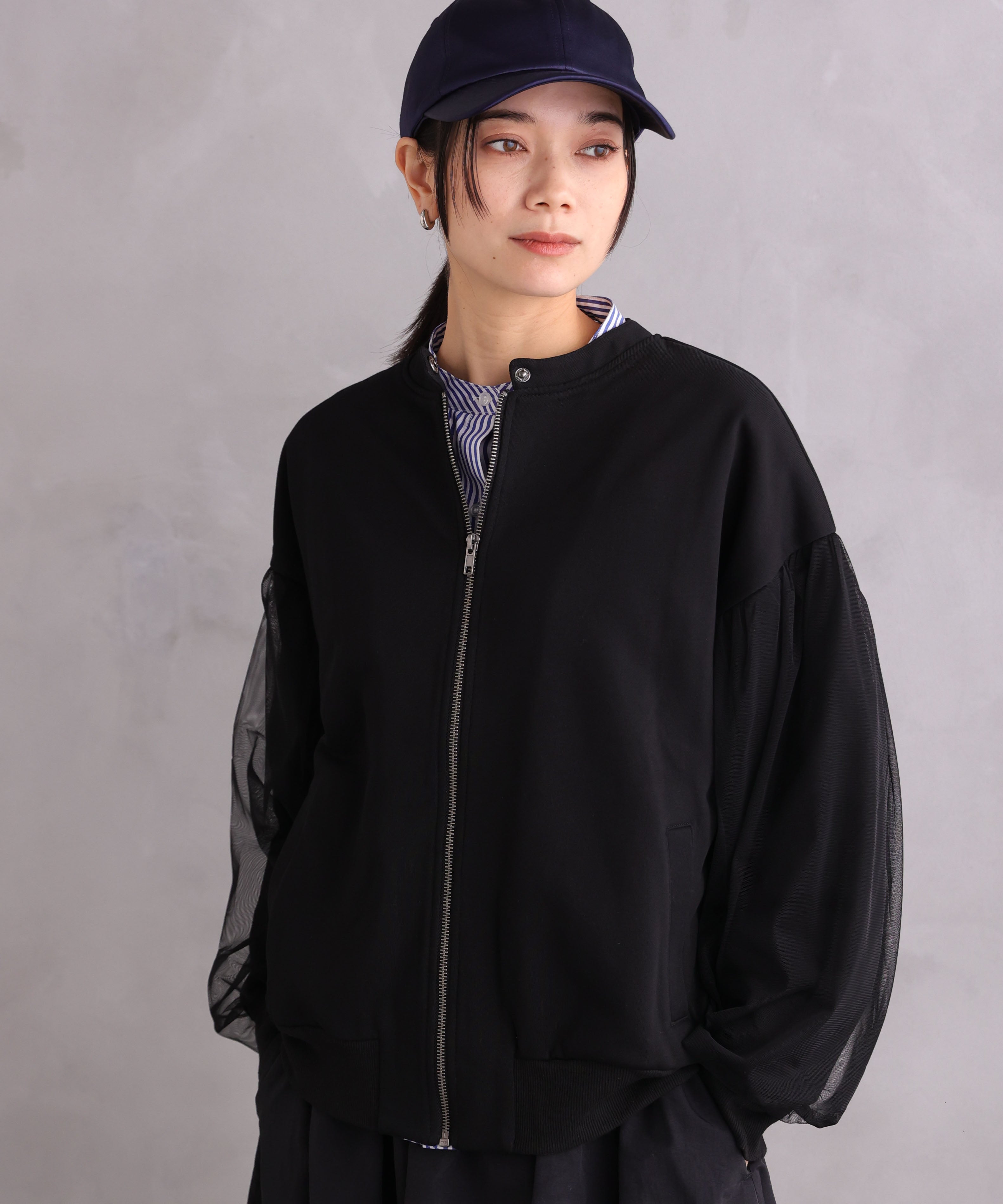 WANDSTHREE ONE'S TRUE Chiffon Oversleeve Blouson