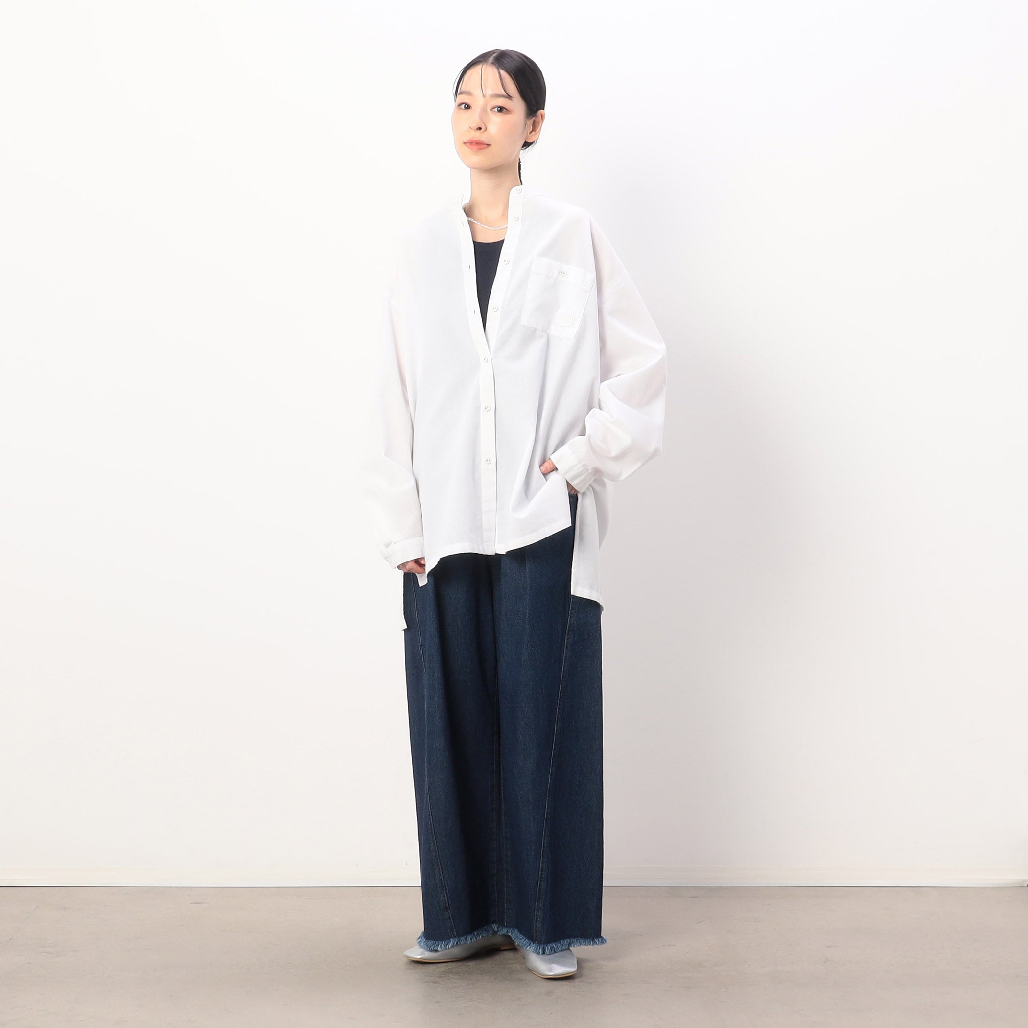 ONIGIRI Denim Fringe Wide Pants