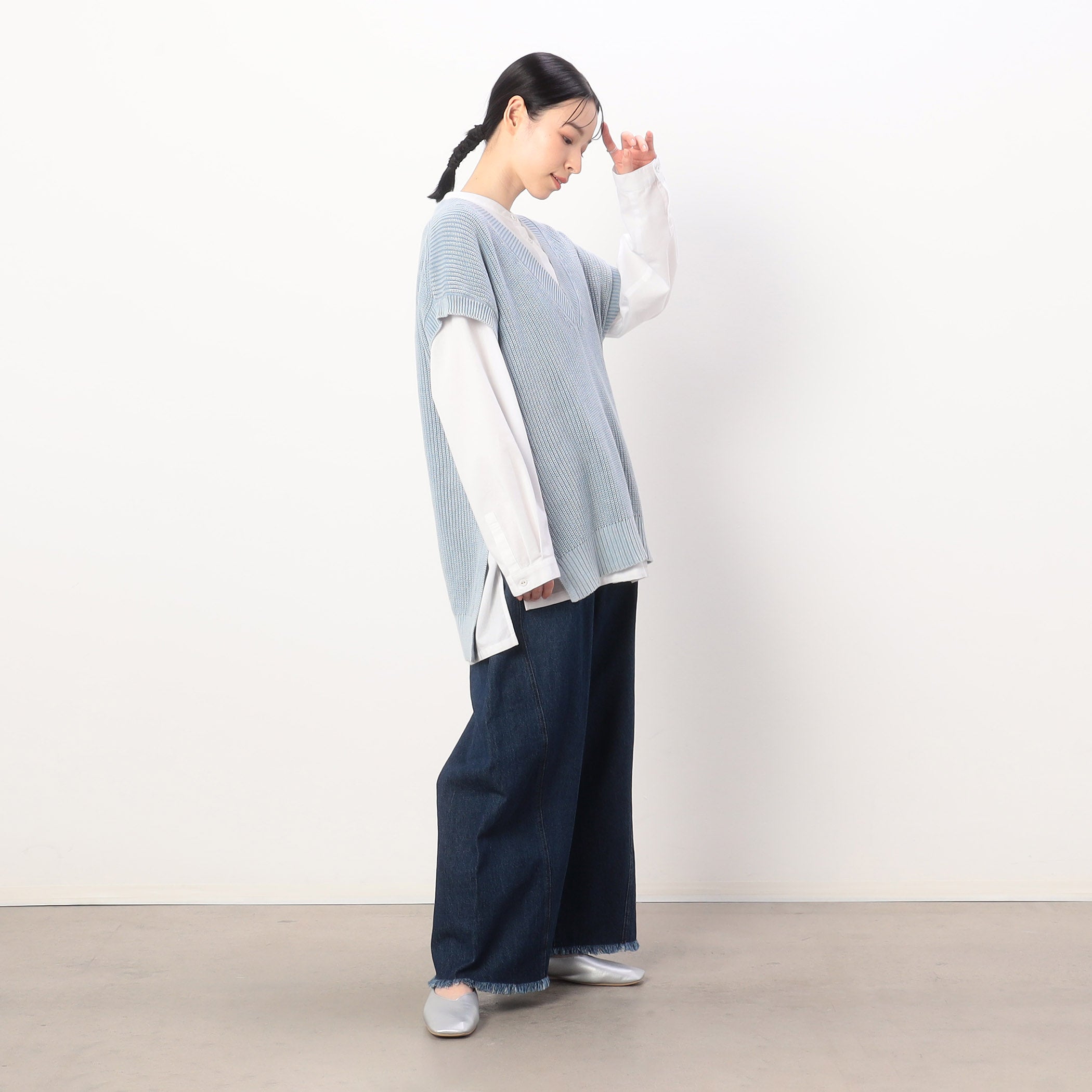 ONIGIRI Denim Fringe Wide Pants