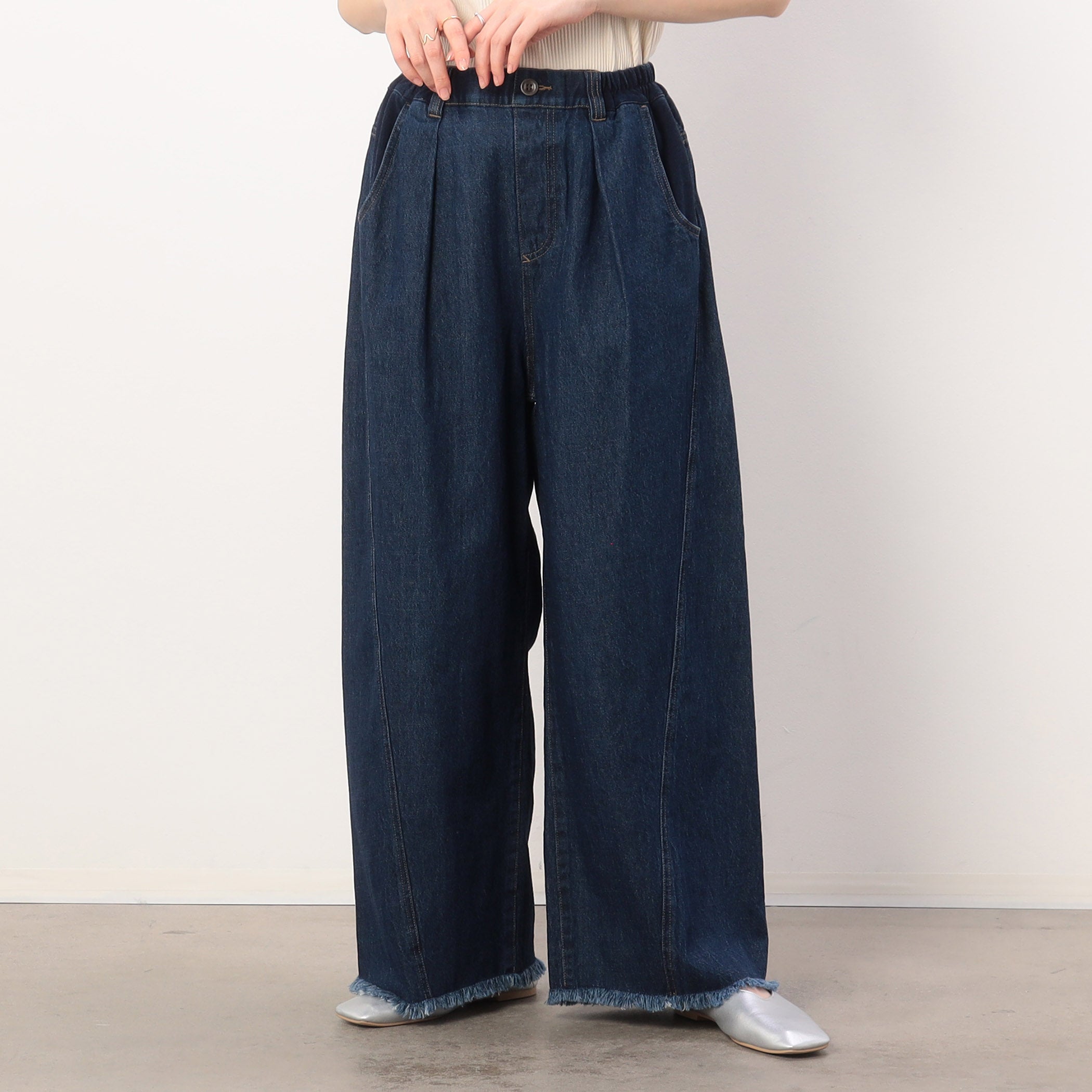 ONIGIRI Denim Fringe Wide Pants
