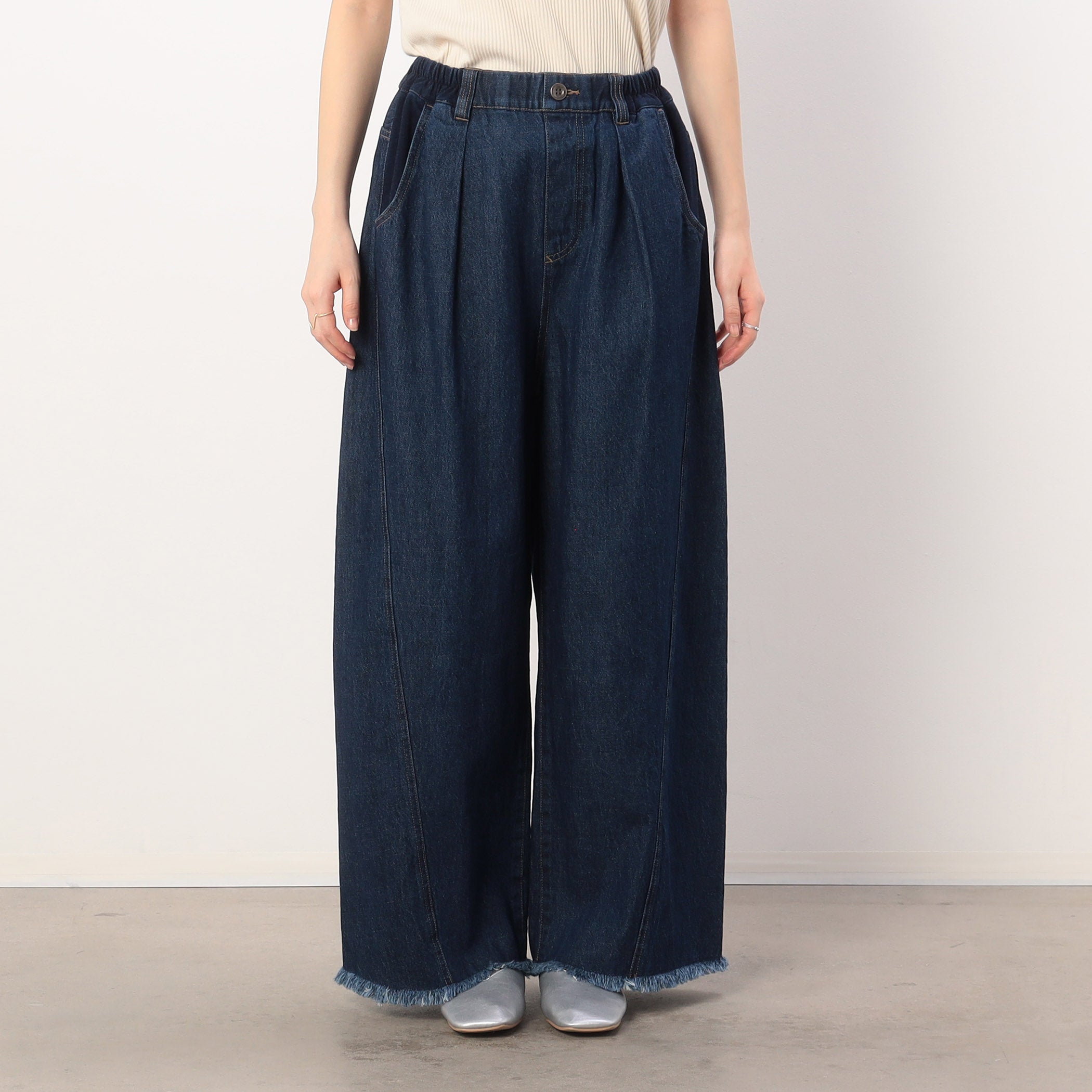 ONIGIRI Denim Fringe Wide Pants