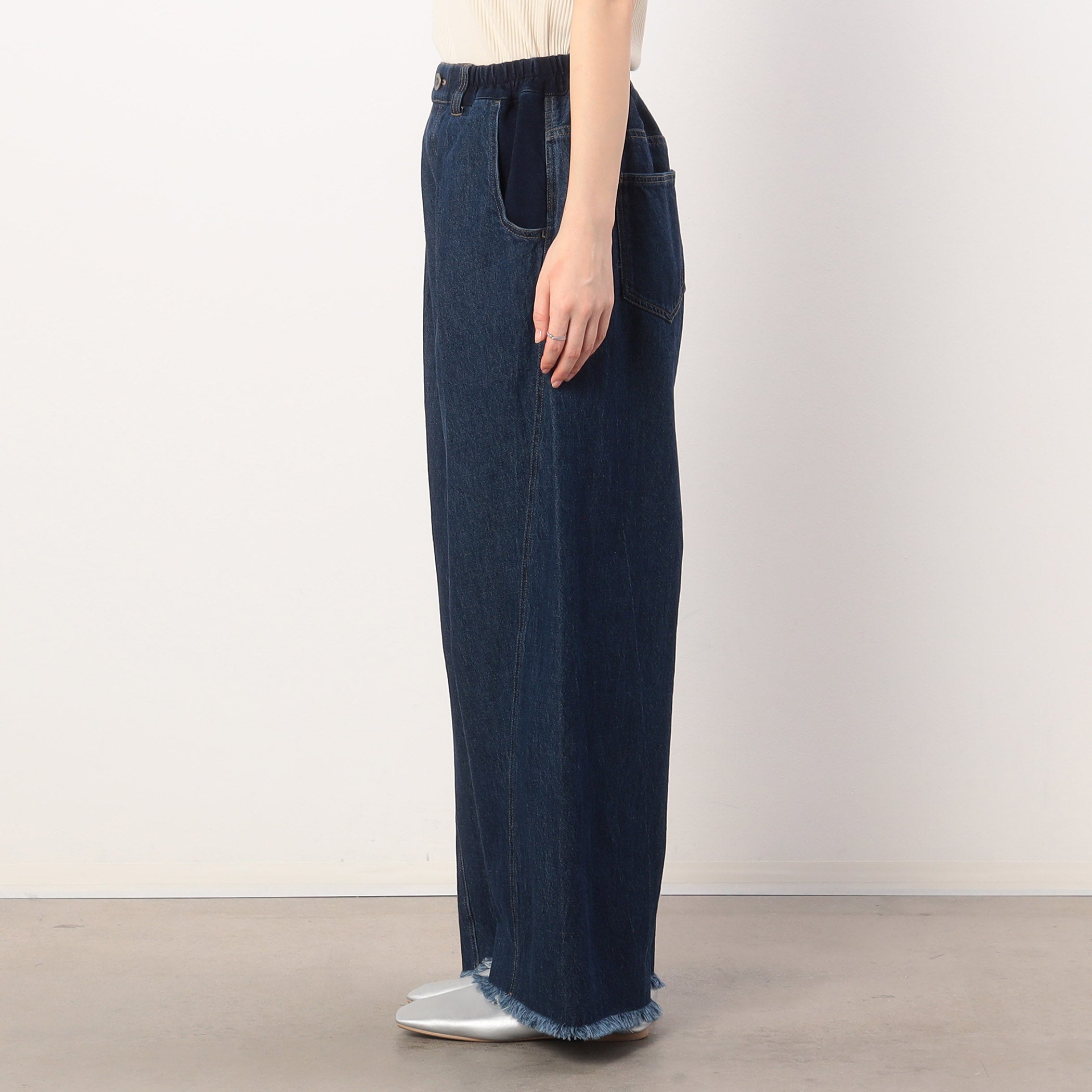 ONIGIRI Denim Fringe Wide Pants
