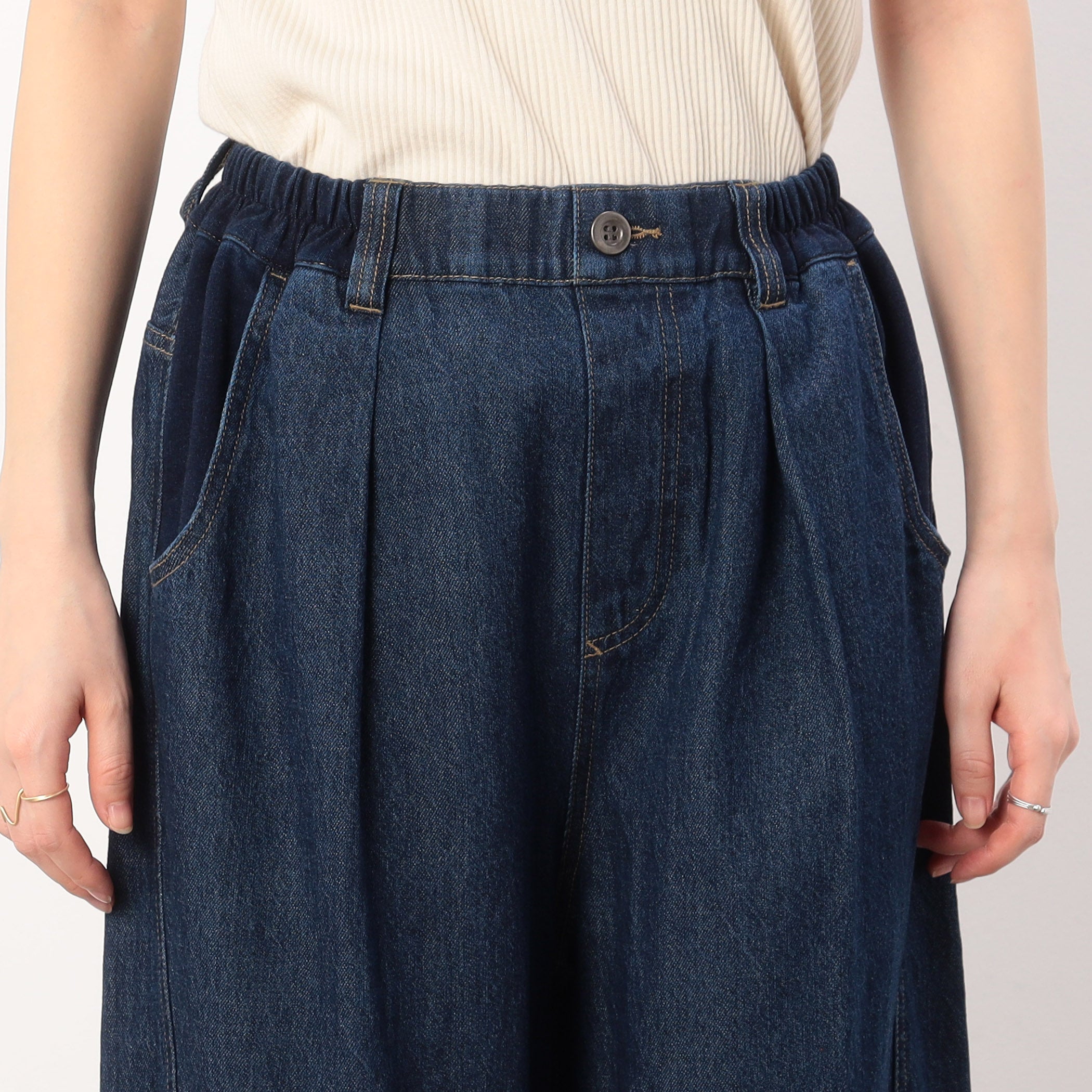 ONIGIRI Denim Fringe Wide Pants