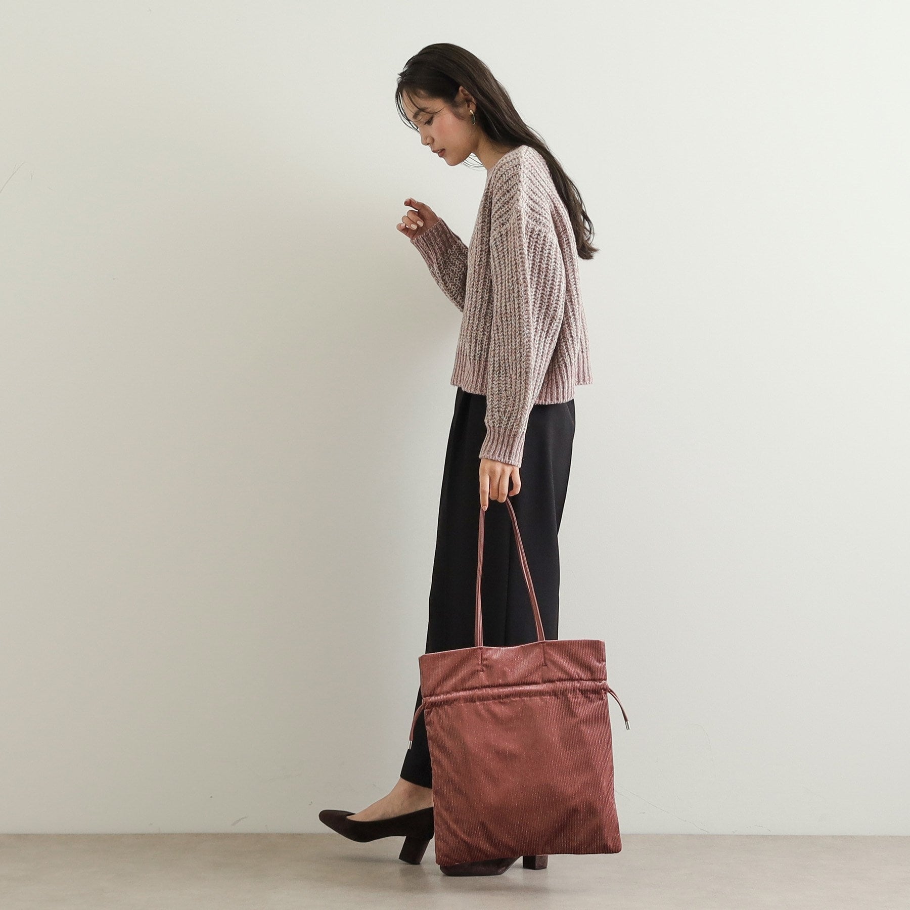 OPAQUE.CLIP OPAQUE.CLIP 【A4 Size Compatible】 Pleated Drawstring Shoulder Bag