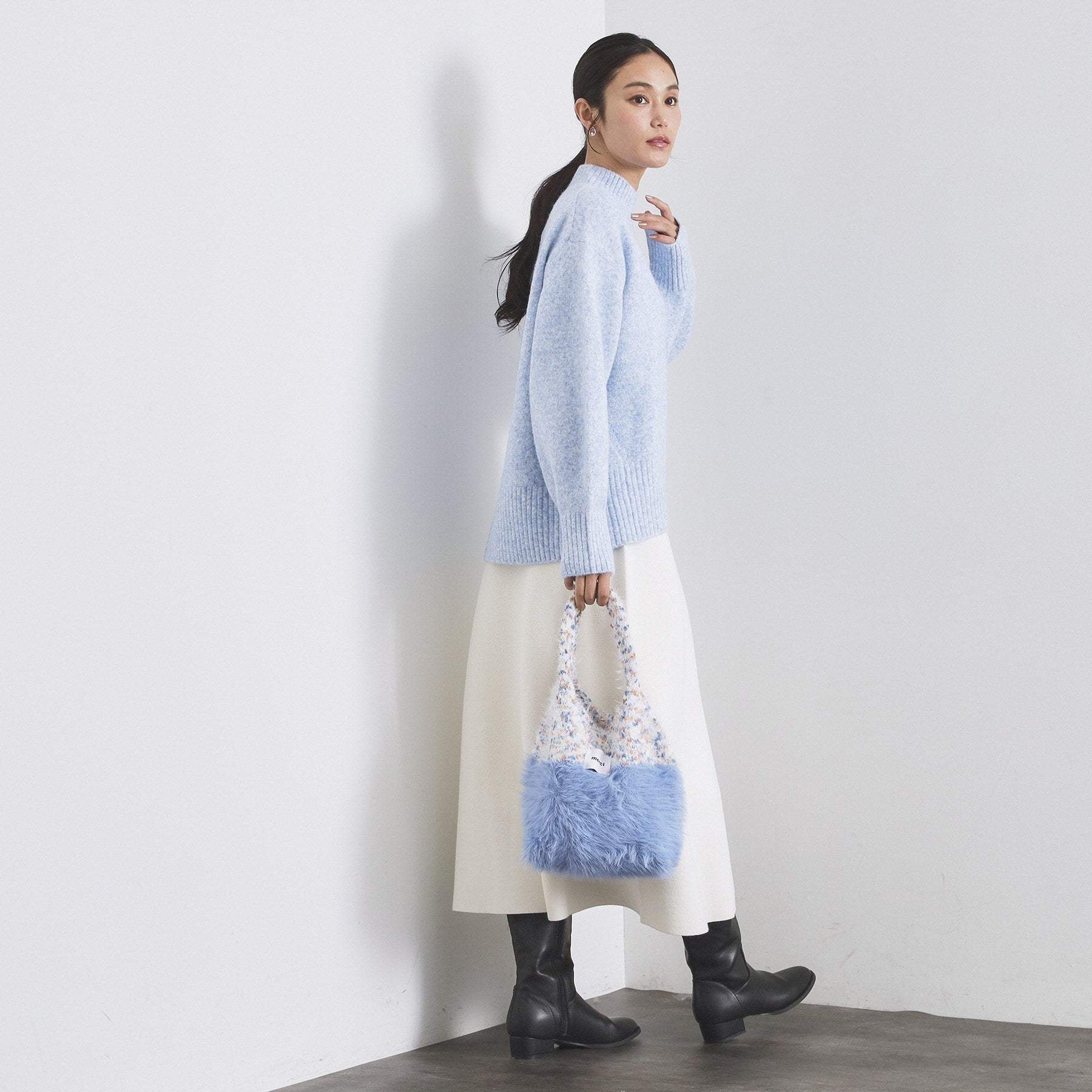 オペーク ドット クリップ OPAQUE.CLIP フェザーヤーンマルチカラーニットバッグ （オレンジ(067)） オレンジ(067)