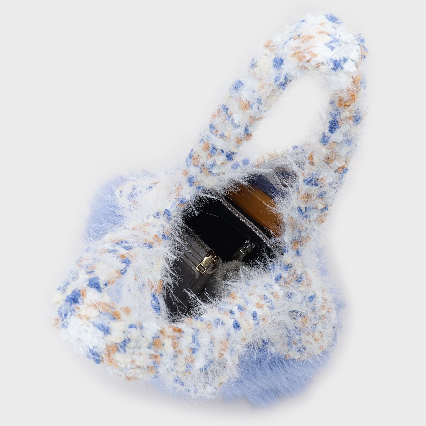 オペーク ドット クリップ OPAQUE.CLIP フェザーヤーンマルチカラーニットバッグ （オレンジ(067)） オレンジ(067)