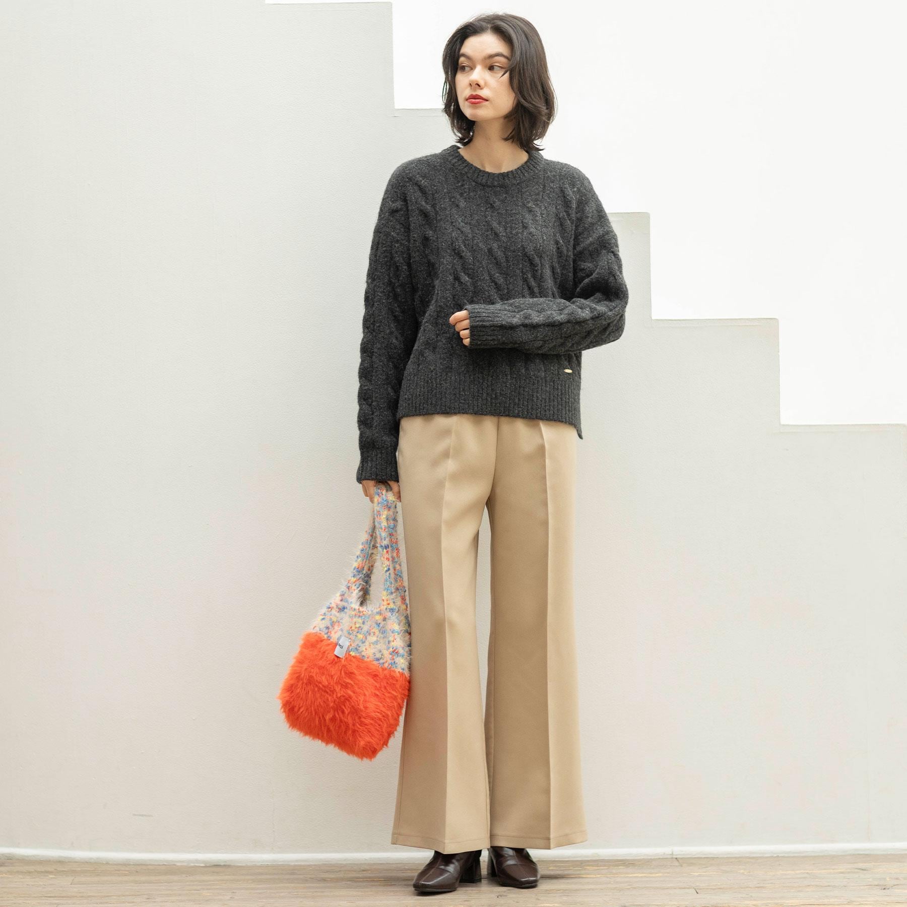 オペーク ドット クリップ OPAQUE.CLIP フェザーヤーンマルチカラーニットバッグ （オレンジ(067)） オレンジ(067)