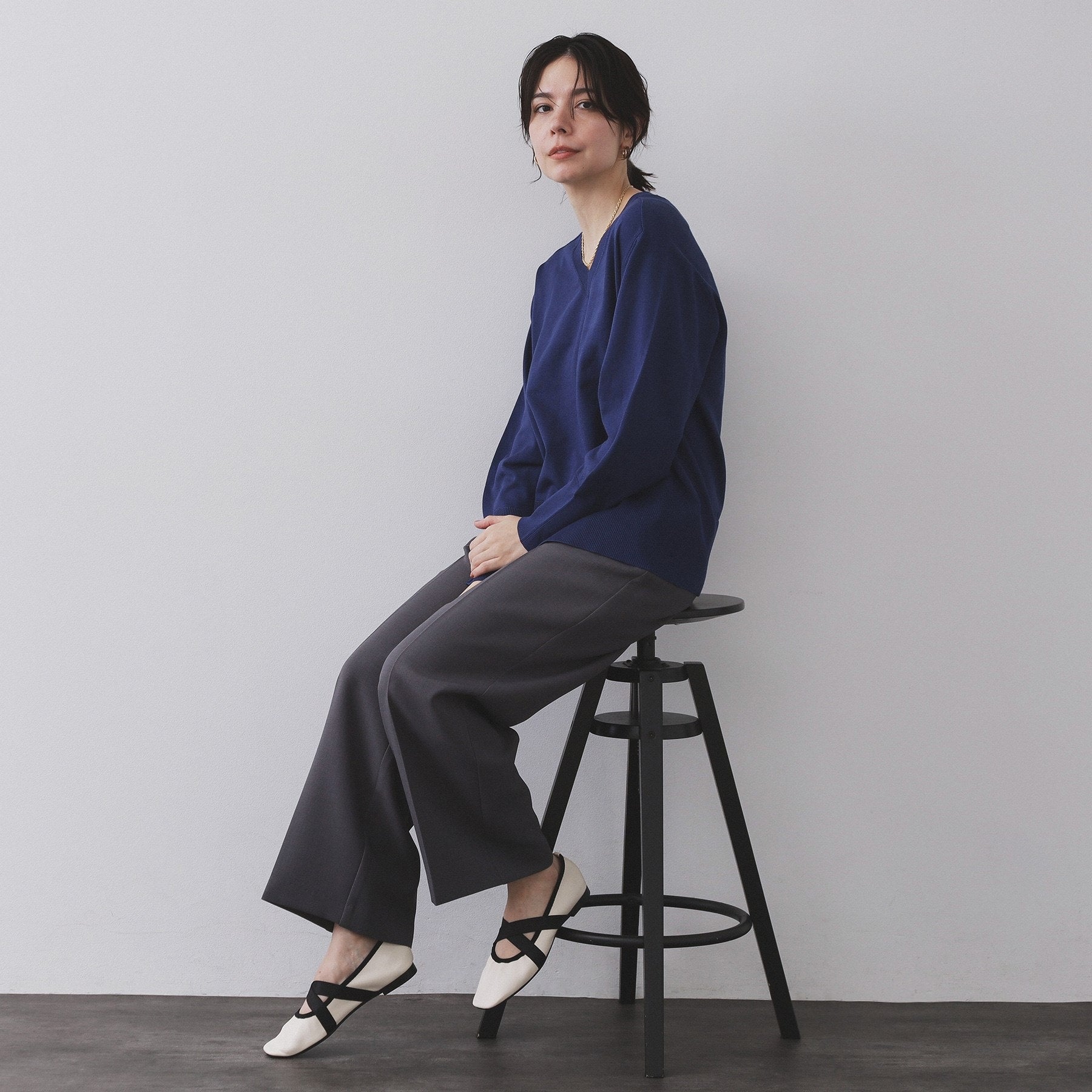 オペーク ドット クリップ OPAQUE.CLIP クロスゴムデザインバレエシューズ （ブラック(019)） ブラック(019)