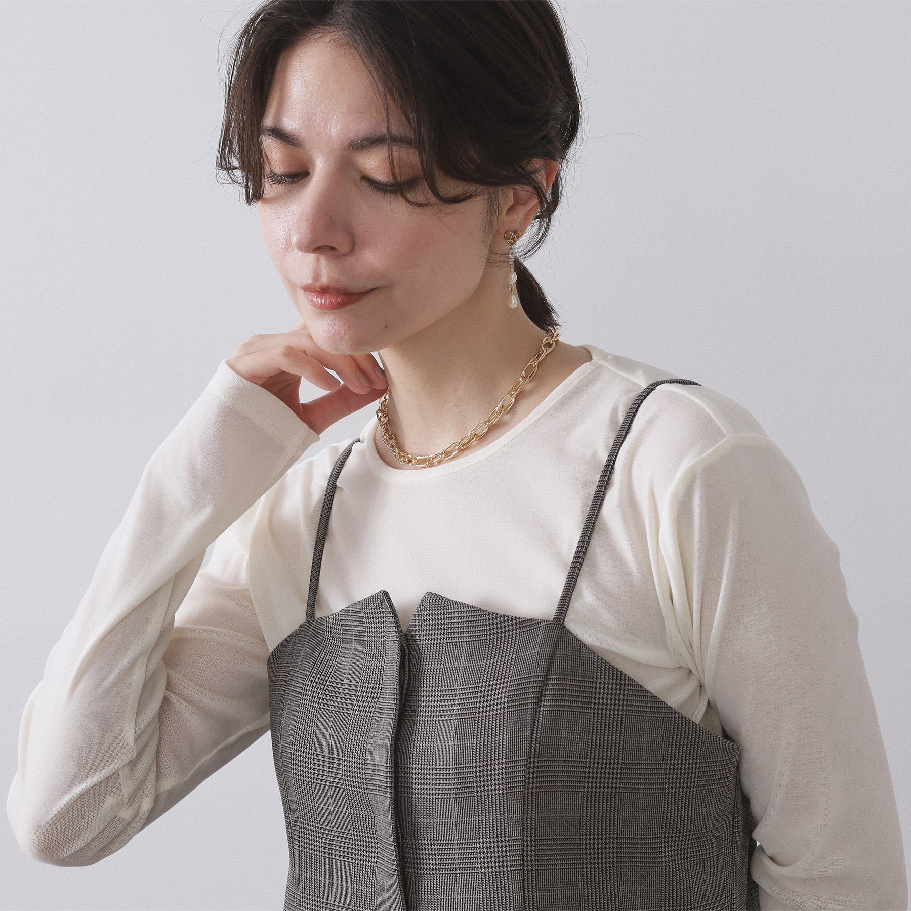 オペーク ドット クリップ OPAQUE.CLIP ボリュームダブルチェーンネックレス （シルバー(006)） シルバー(006)