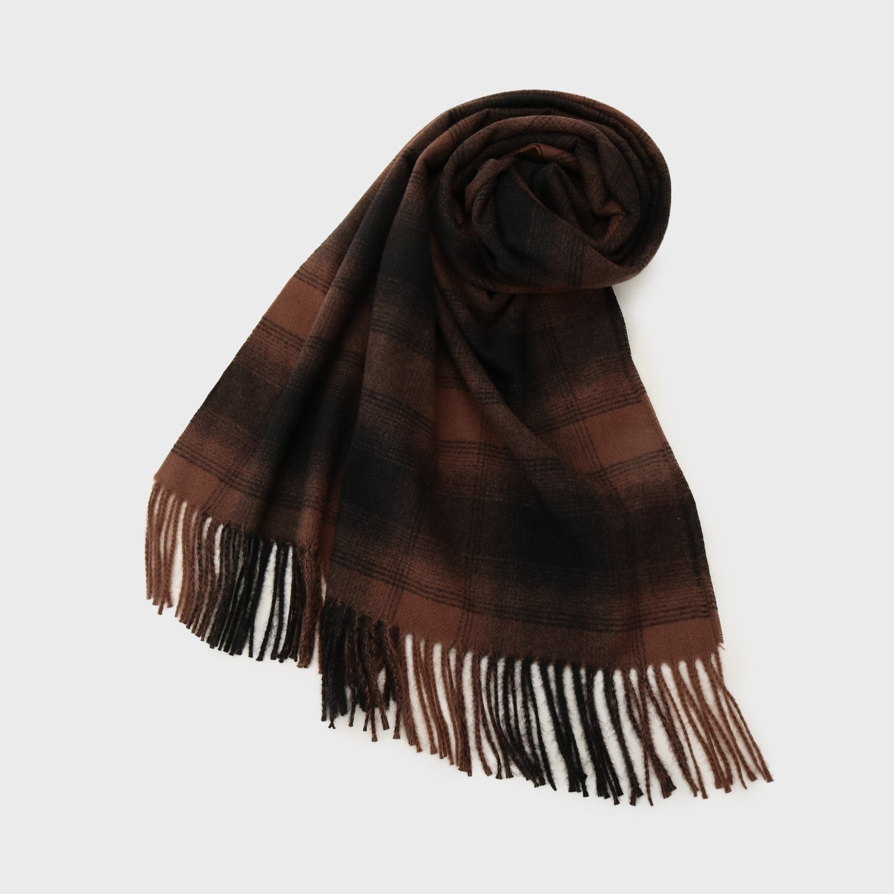 オペーク ドット クリップ OPAQUE.CLIP オンブレチェック大判ストール （ブラウン(044)） ブラウン(044)