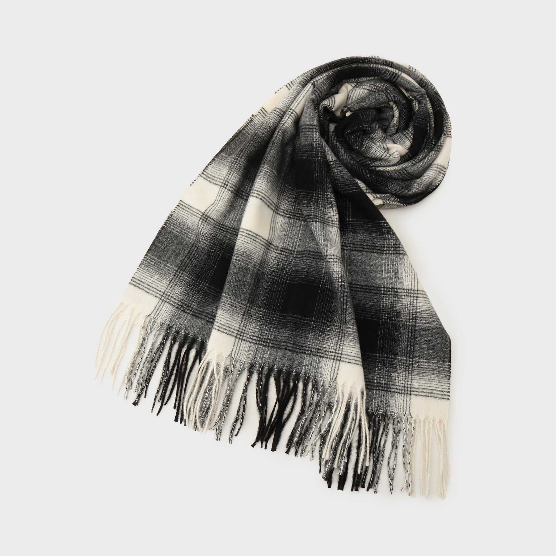 オペーク ドット クリップ OPAQUE.CLIP オンブレチェック大判ストール （ブラック(019)） ブラック(019)