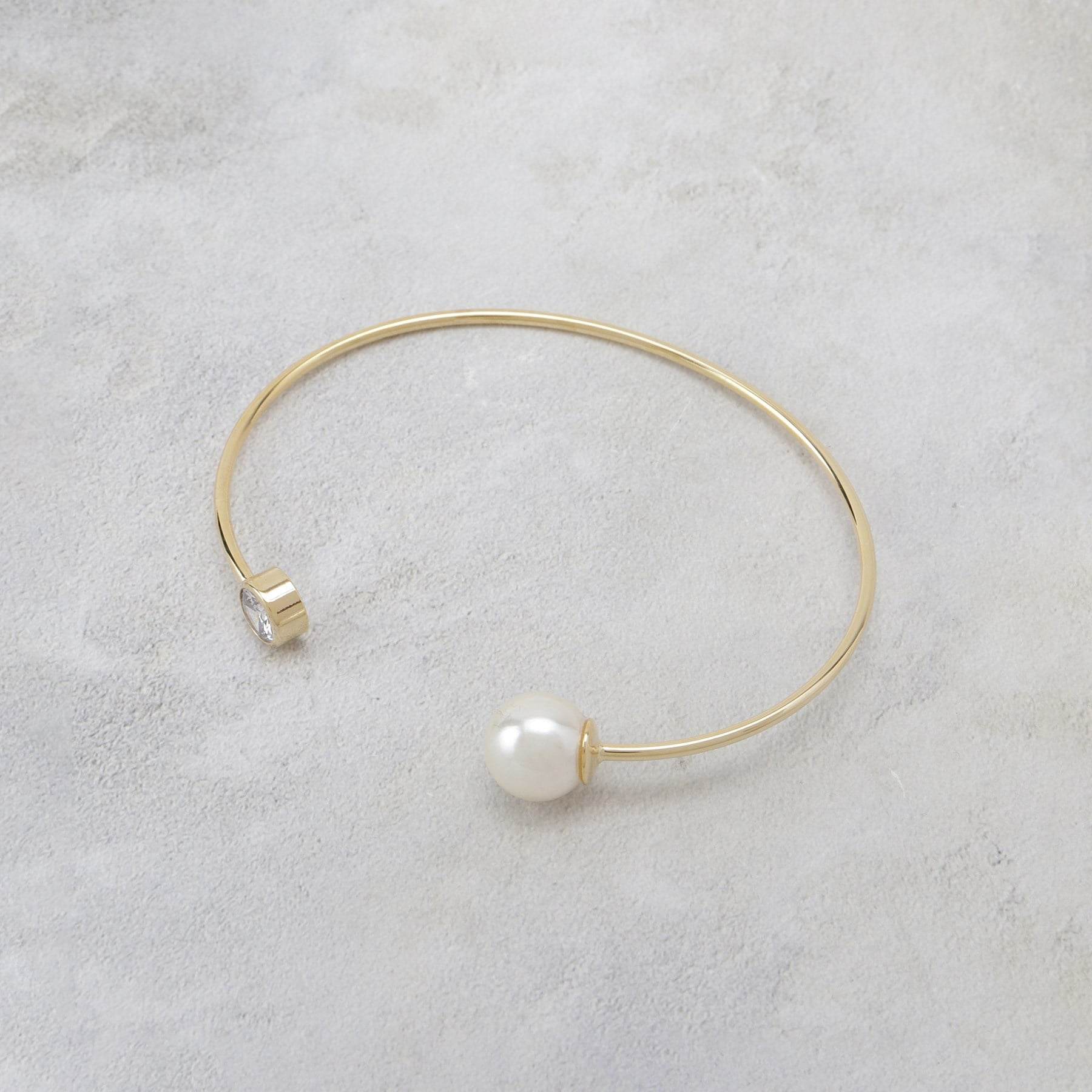 オペーク ドット クリップ OPAQUE.CLIP フェイクパールビジュー メタルバングル （シルバー(006)） シルバー(006)