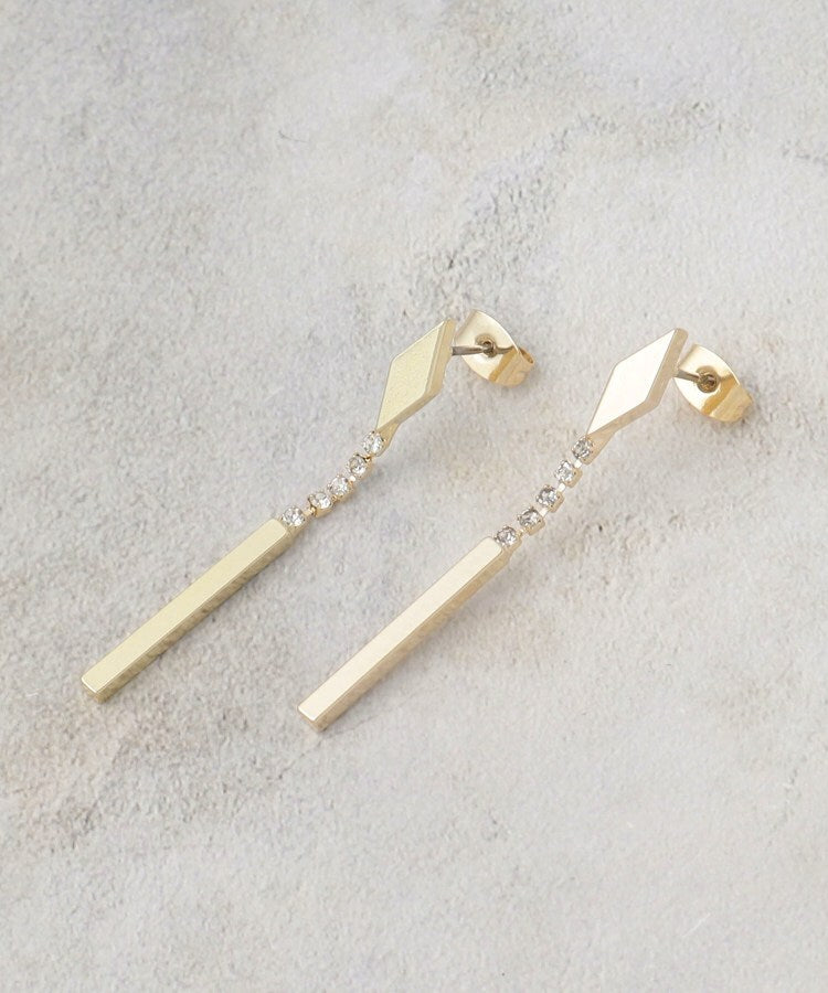 オペーク ドット クリップ OPAQUE.CLIP ダイヤシェイプメタル×ビジュー ピアス （ゴールド(007)） ゴールド(007)