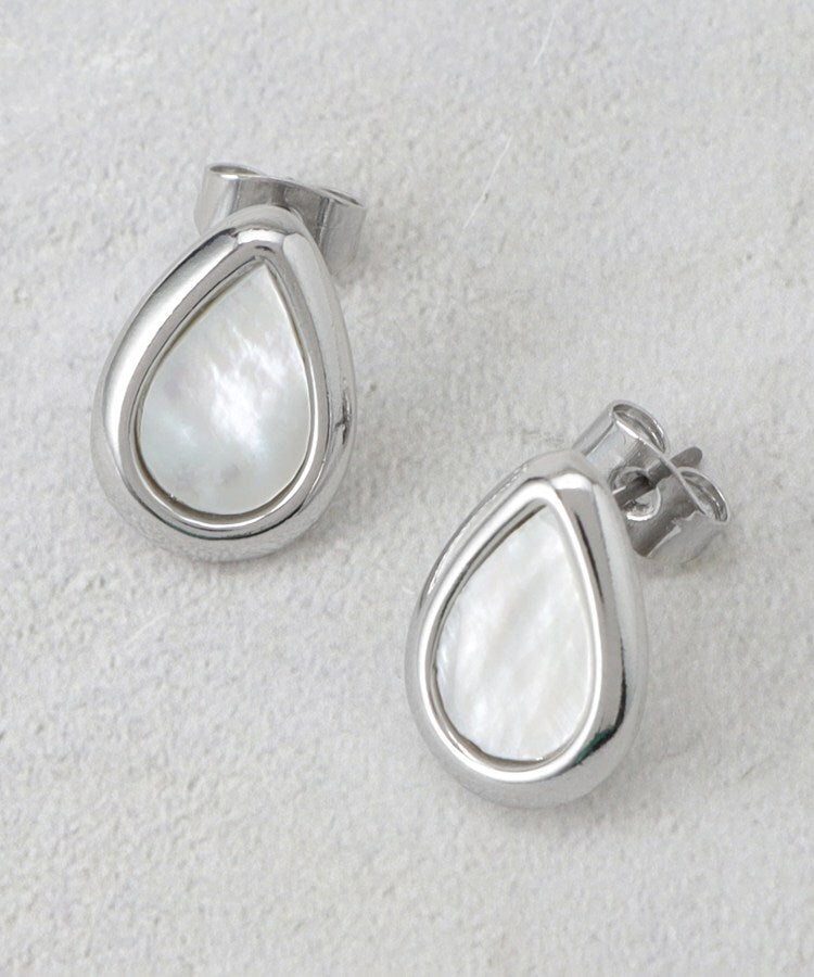 オペーク ドット クリップ OPAQUE.CLIP シェル×エッジメタルしずくピアス （シルバー(006)） シルバー(006)