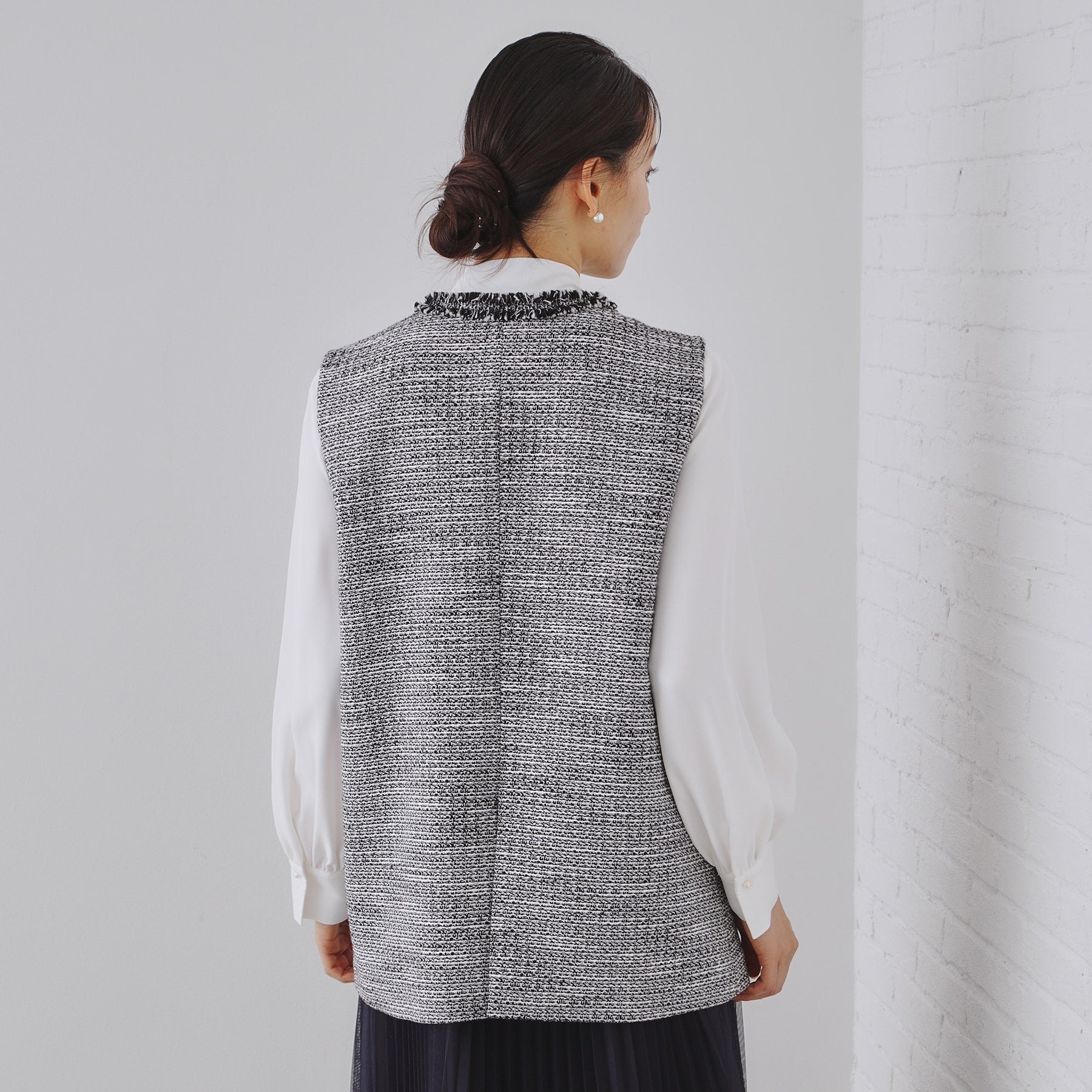 Opaque Dot Clip OPAQUE.CLIP <Commuting and Ceremony Compatible> Cotton Tweed Gilet