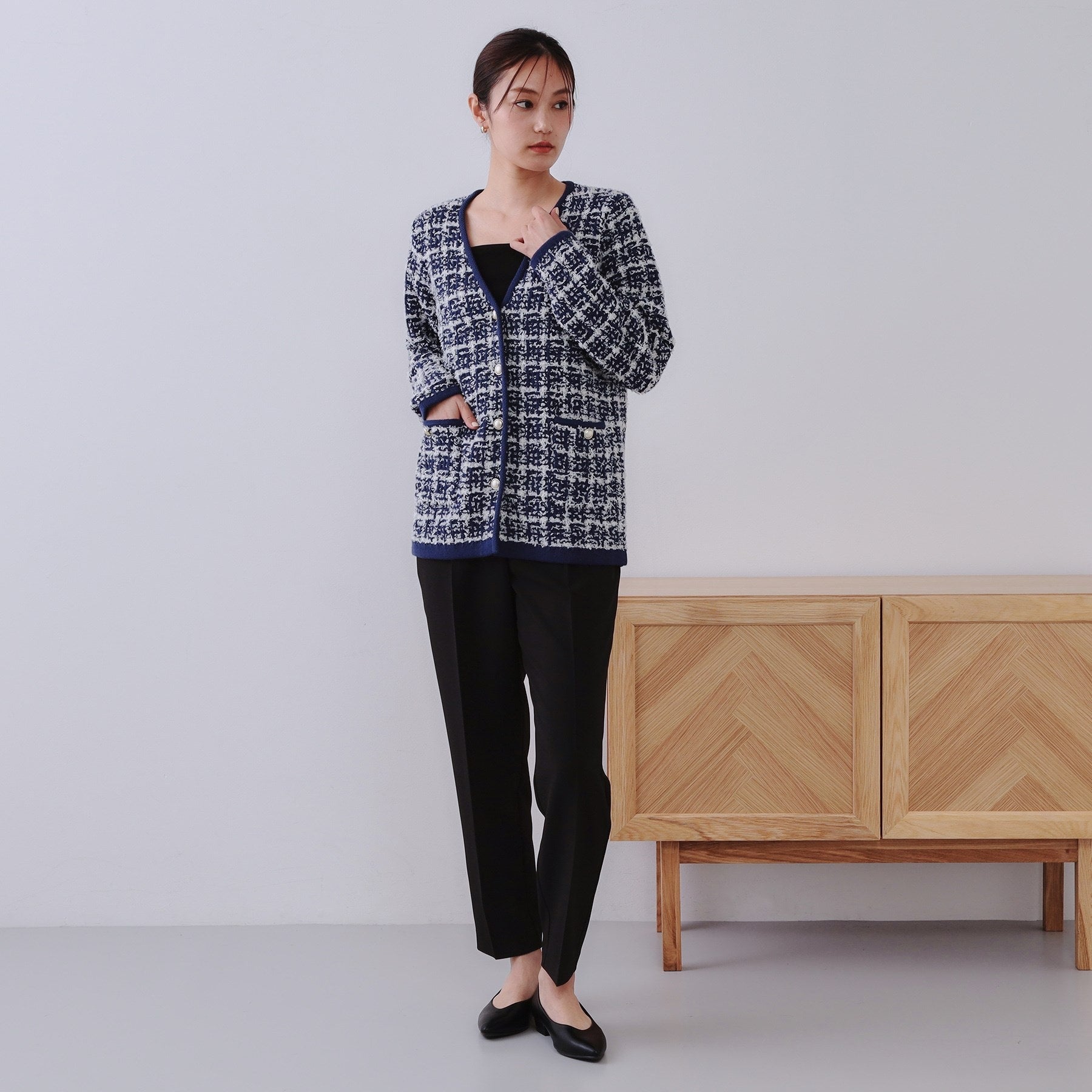 オペーク ドット クリップ OPAQUE.CLIP 美脚ストレッチイージーテーパードパンツ【洗濯機洗い可／防シワ】 （サックスブルー(090)） サックスブルー(090)