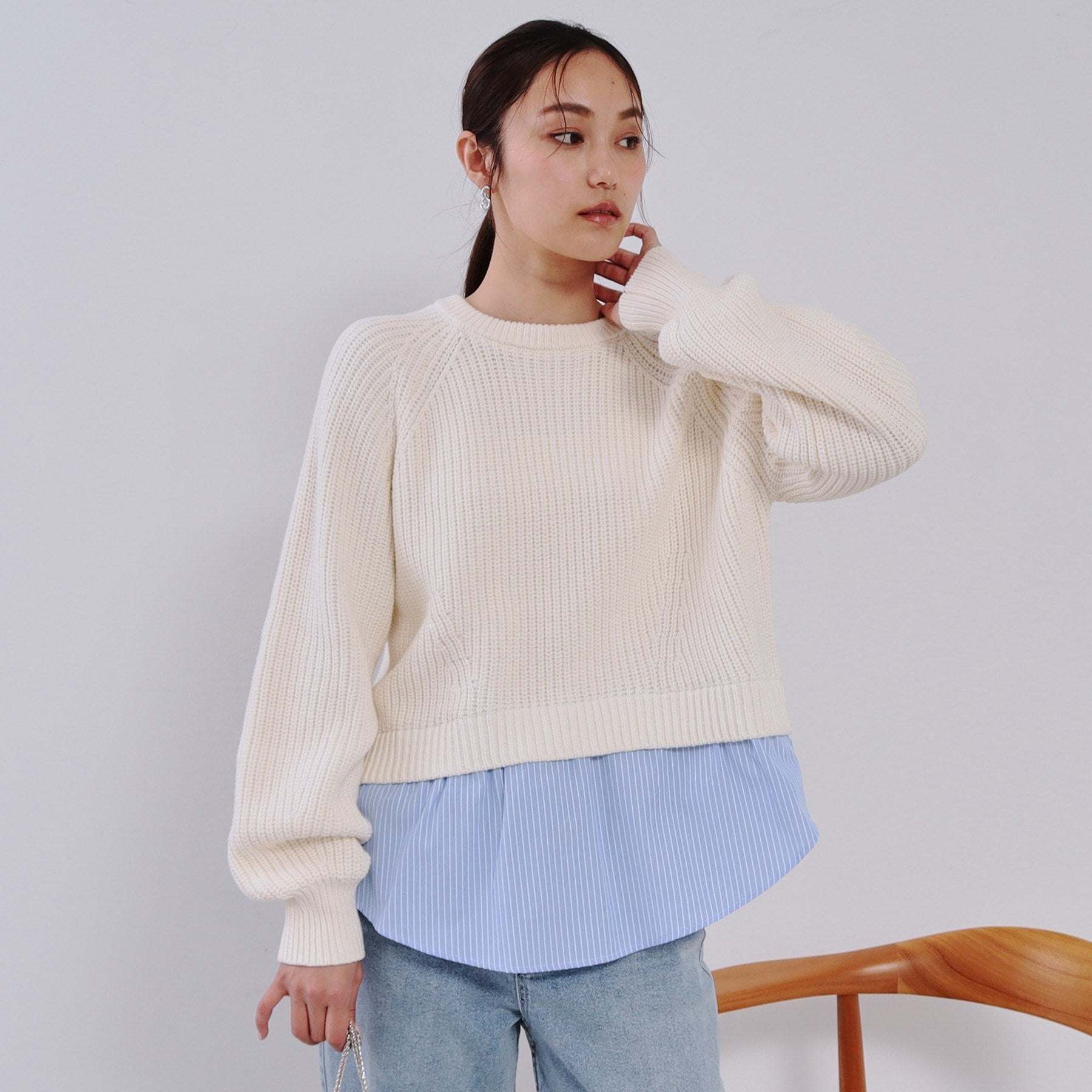 オペーク ドット クリップ OPAQUE.CLIP レイヤード風ドッキングミドルゲージニット【洗濯機洗い可】