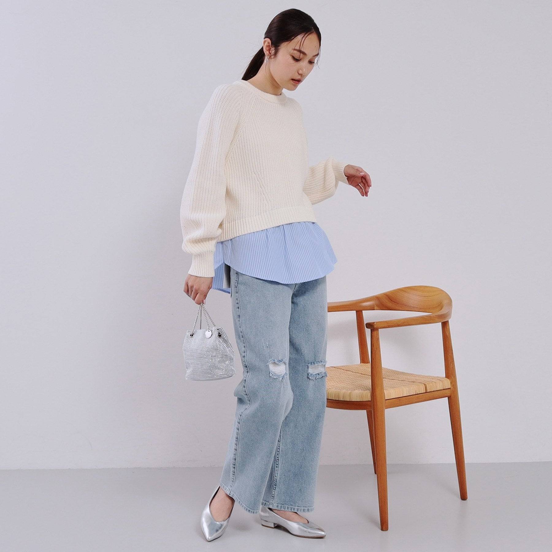 オペーク ドット クリップ OPAQUE.CLIP レイヤード風ドッキングミドルゲージニット【洗濯機洗い可】