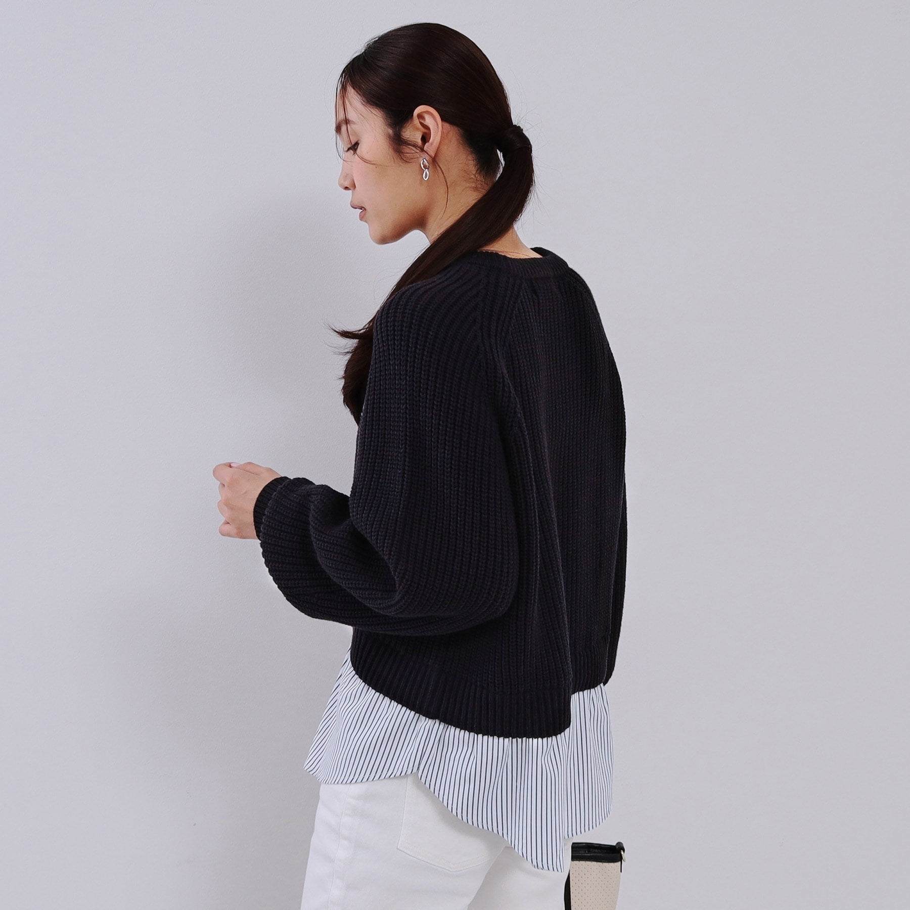 オペーク ドット クリップ OPAQUE.CLIP レイヤード風ドッキングミドルゲージニット【洗濯機洗い可】