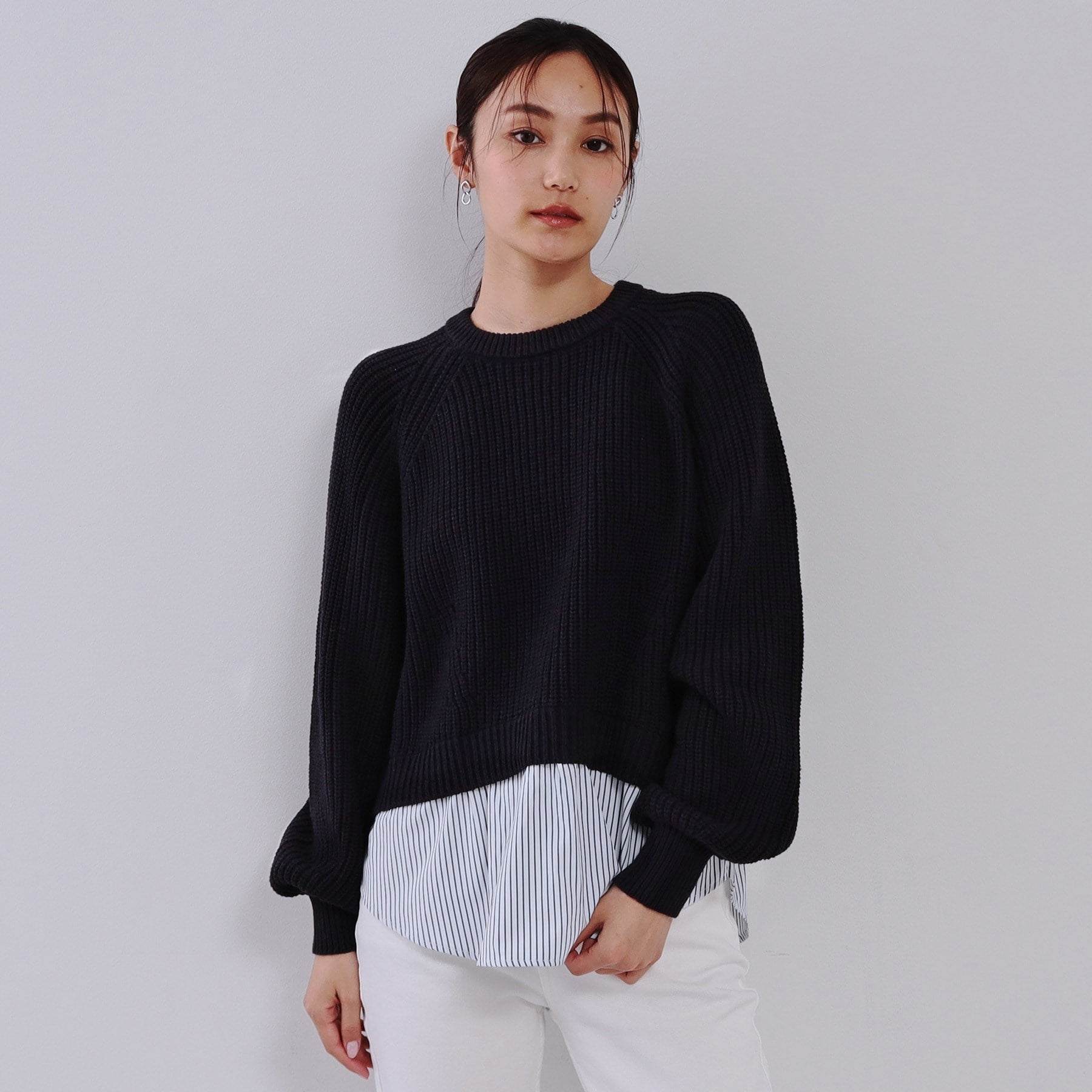 オペーク ドット クリップ OPAQUE.CLIP レイヤード風ドッキングミドルゲージニット【洗濯機洗い可】