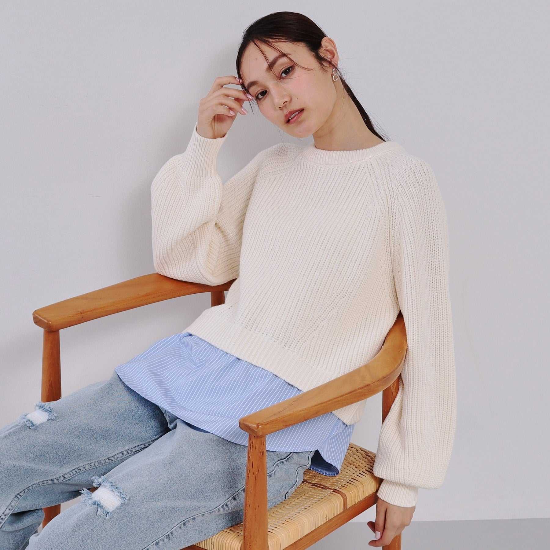 オペーク ドット クリップ OPAQUE.CLIP レイヤード風ドッキングミドルゲージニット【洗濯機洗い可】