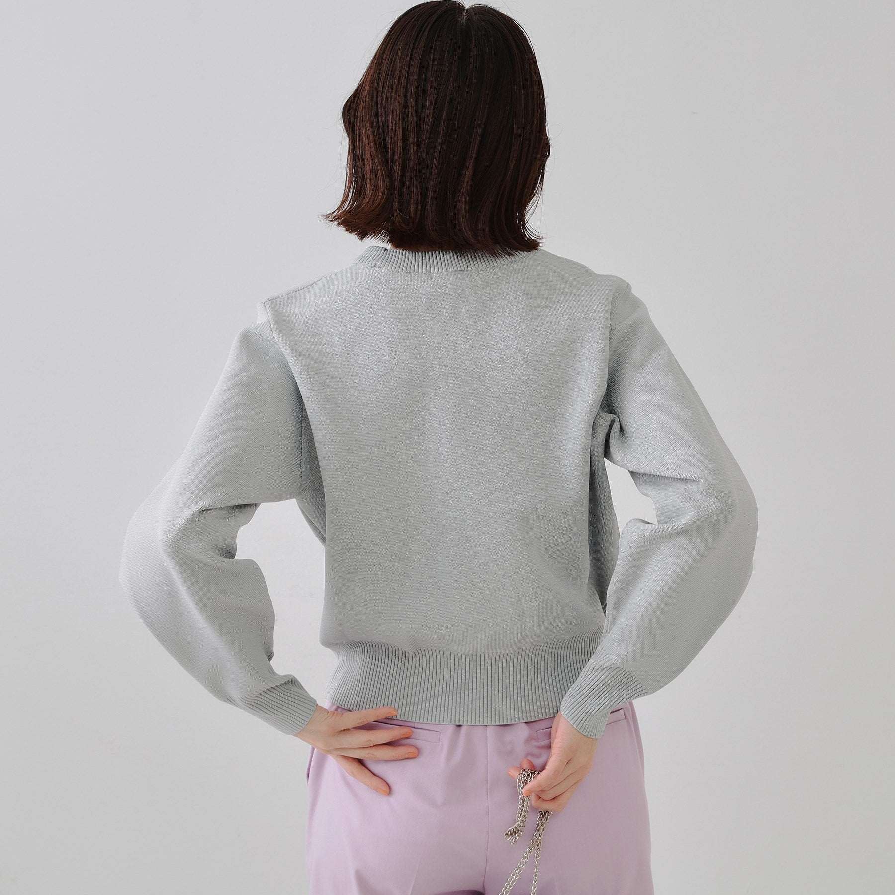 オペーク ドット クリップ OPAQUE.CLIP ラメボリュームスリーブニット【洗濯機洗い可】