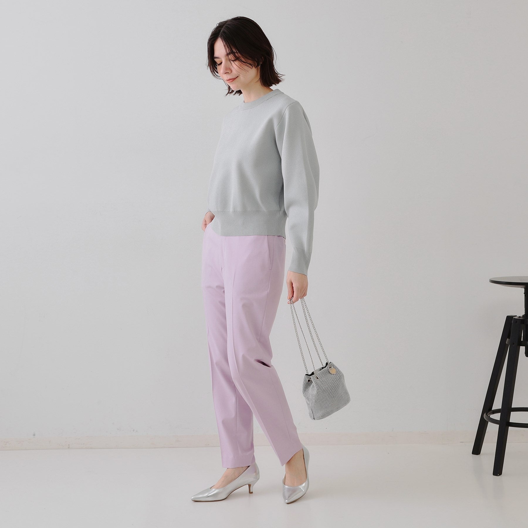 オペーク ドット クリップ OPAQUE.CLIP ラメボリュームスリーブニット【洗濯機洗い可】