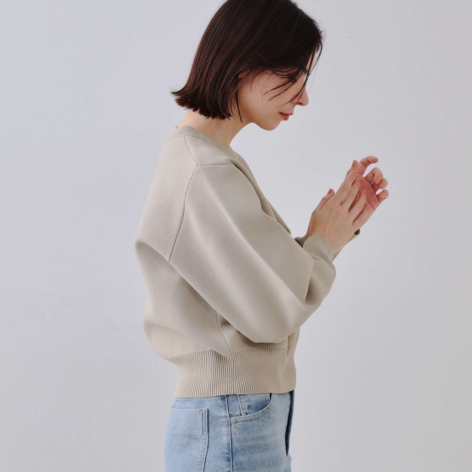 オペーク ドット クリップ OPAQUE.CLIP ラメボリュームスリーブニット【洗濯機洗い可】