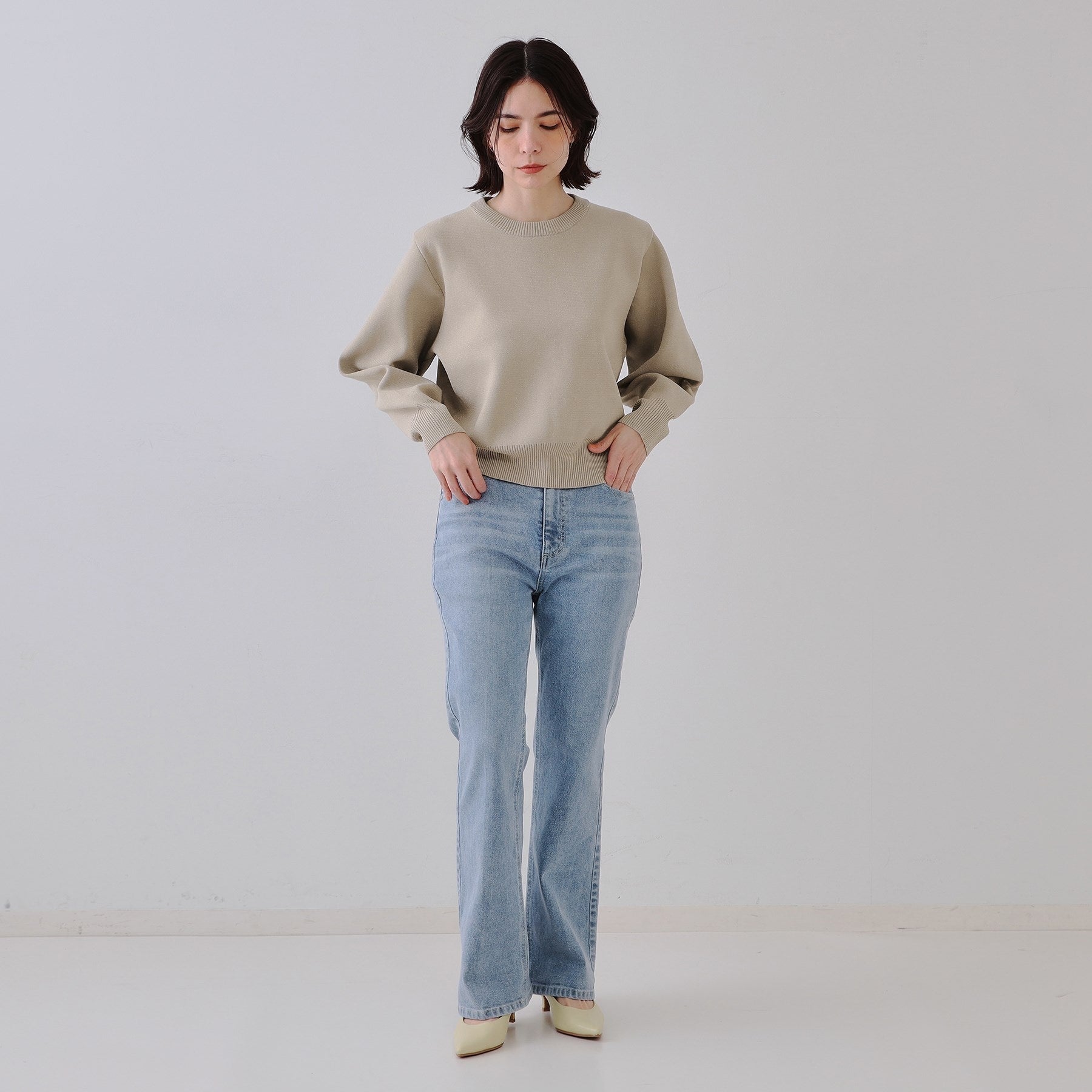 オペーク ドット クリップ OPAQUE.CLIP ラメボリュームスリーブニット【洗濯機洗い可】